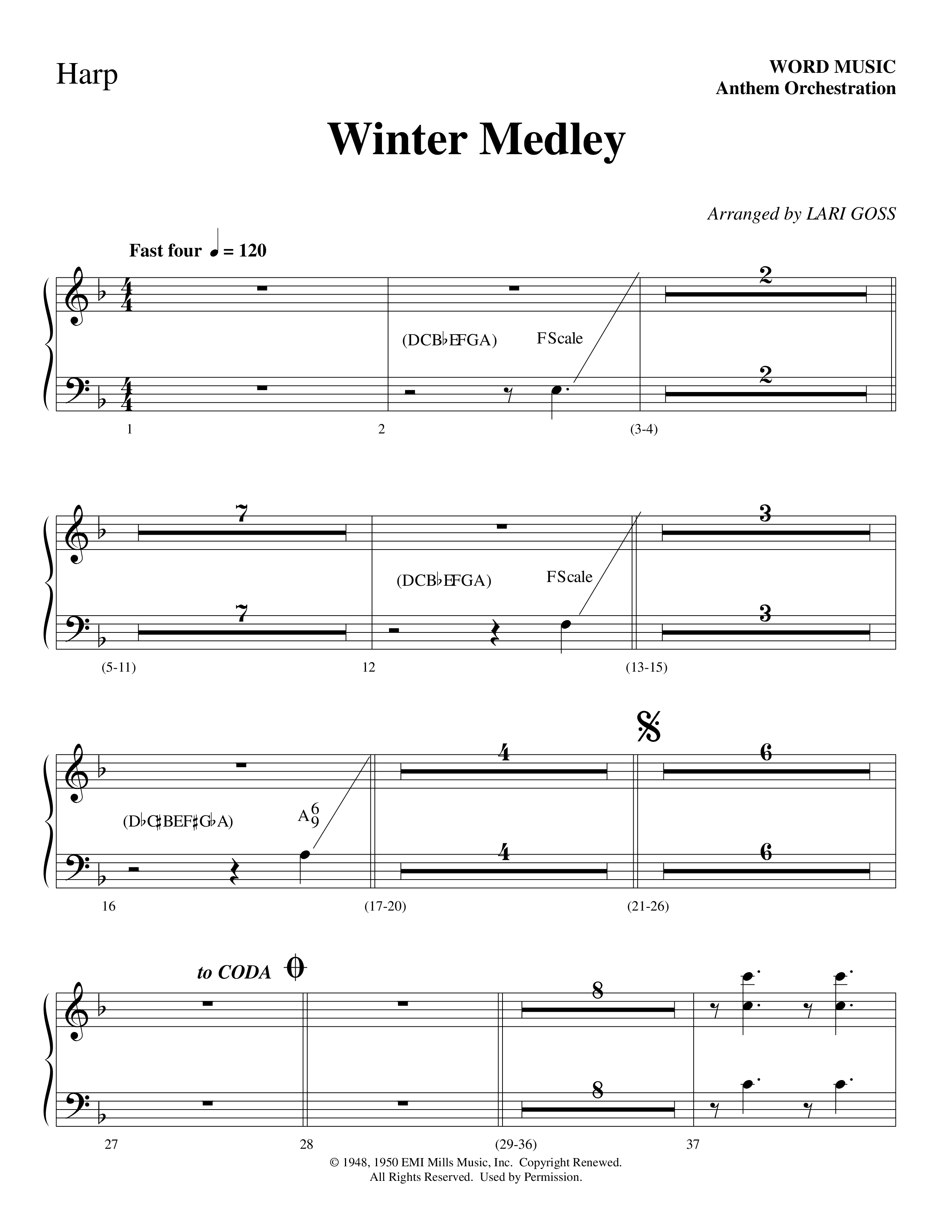 Winter Medley (with Sleigh Ride, Jingle Bells (Come On We're Going For A Sleigh Ride, Jingle Bells) (Choral Anthem SATB) Harp (Word Music Choral / Arr. Lari Goss)