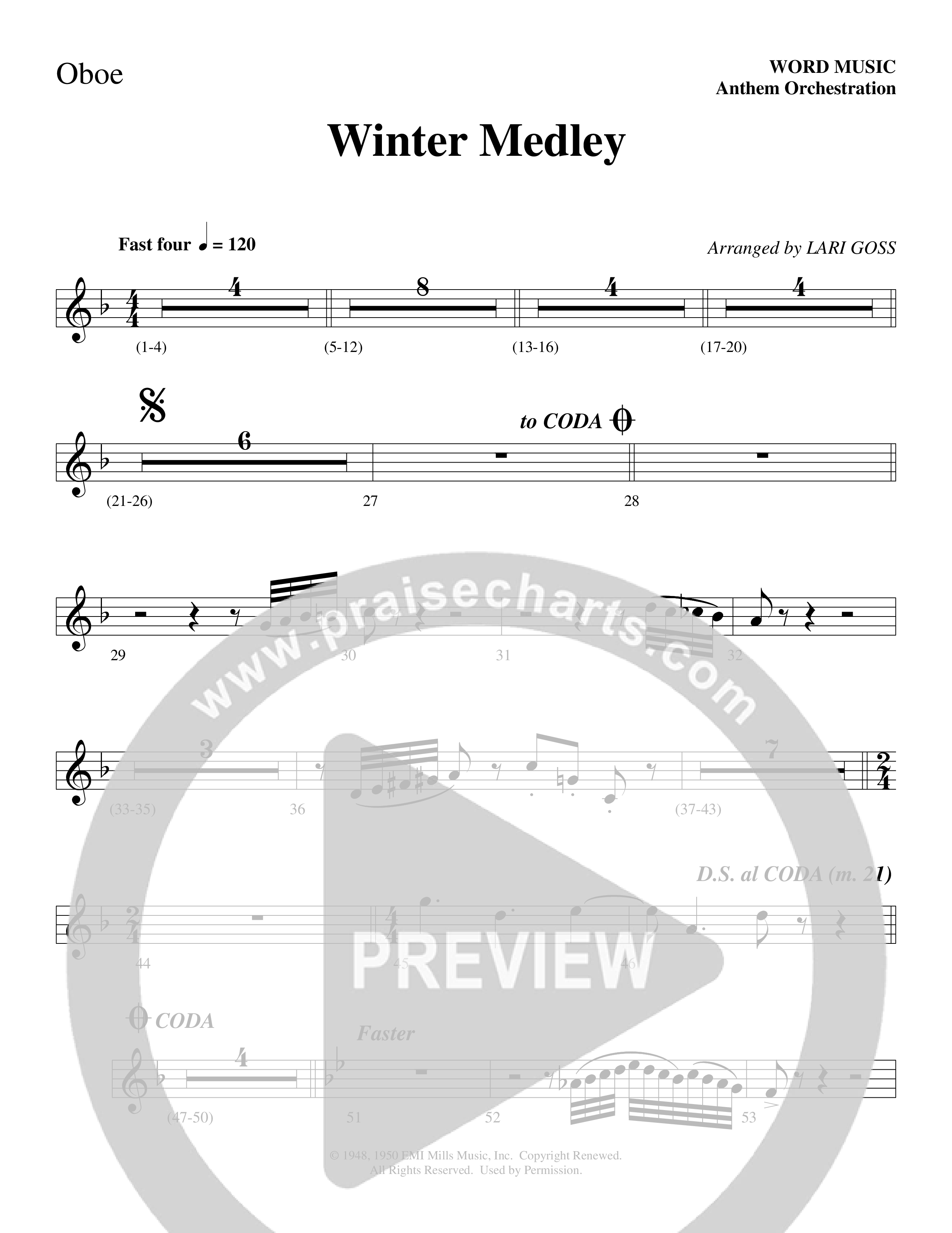 Winter Medley (with Sleigh Ride, Jingle Bells (Come On We're Going For A Sleigh Ride, Jingle Bells) (Choral Anthem SATB) Oboe (Word Music Choral / Arr. Lari Goss)
