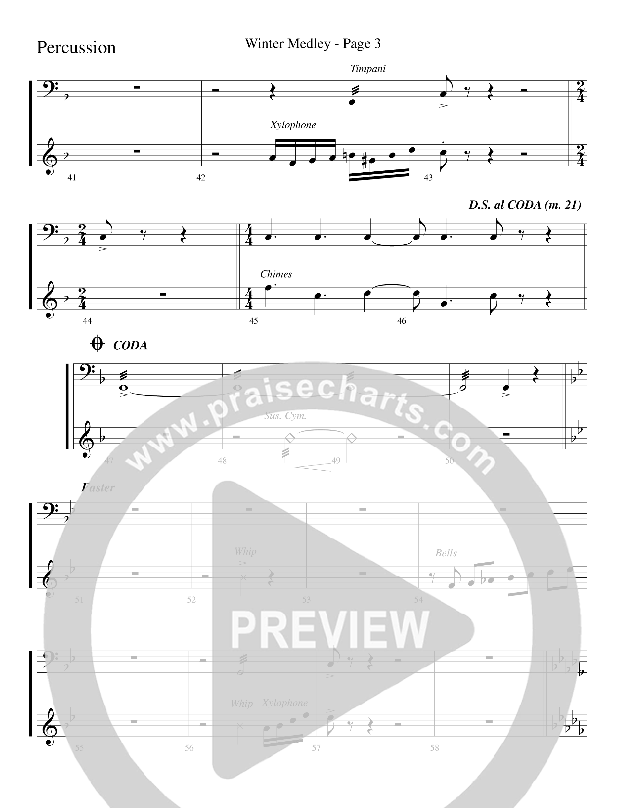 Winter Medley (with Sleigh Ride, Jingle Bells (Come On We're Going For A Sleigh Ride, Jingle Bells) (Choral Anthem SATB) Percussion (Word Music Choral / Arr. Lari Goss)