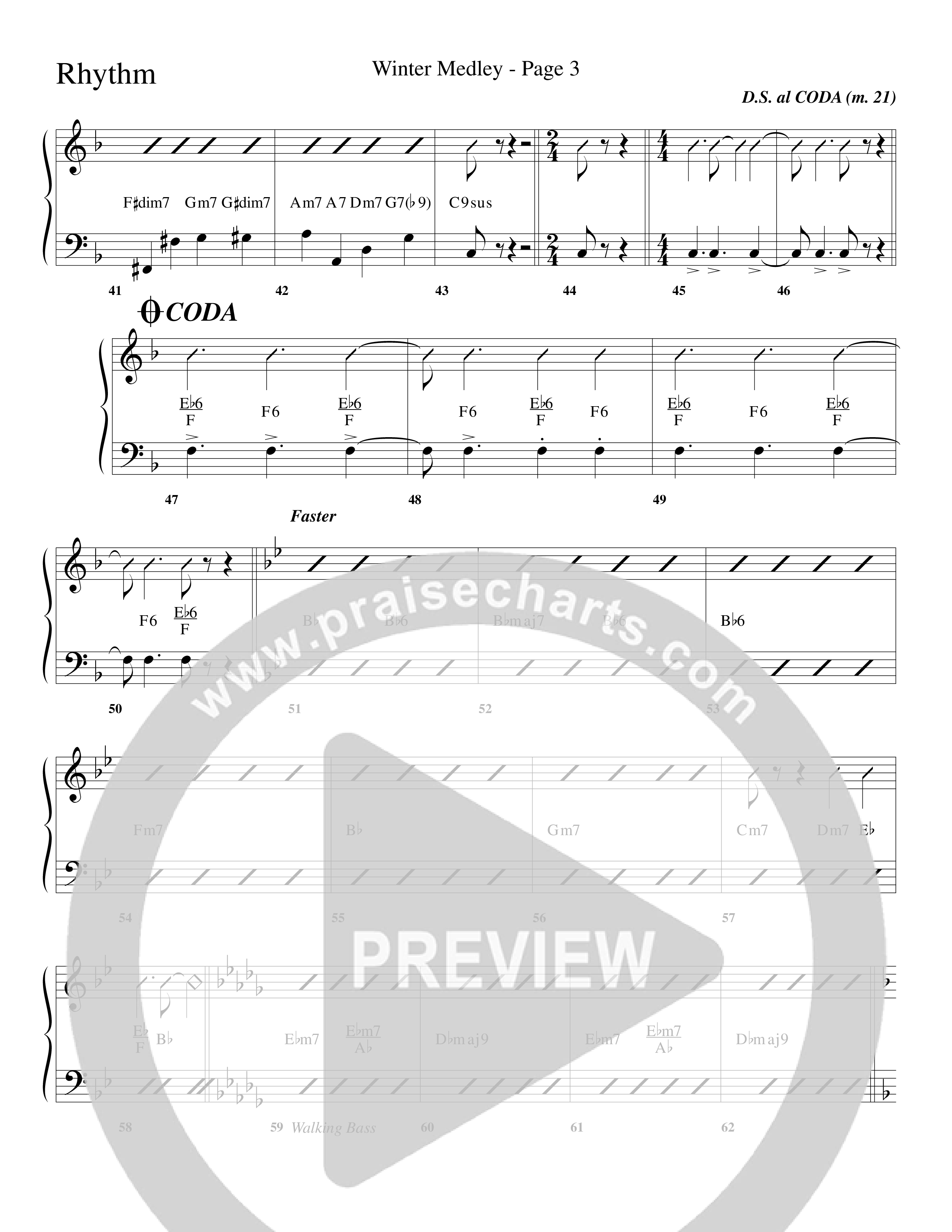 Winter Medley (with Sleigh Ride, Jingle Bells (Come On We're Going For A Sleigh Ride, Jingle Bells) (Choral Anthem SATB) Rhythm Chart (Word Music Choral / Arr. Lari Goss)