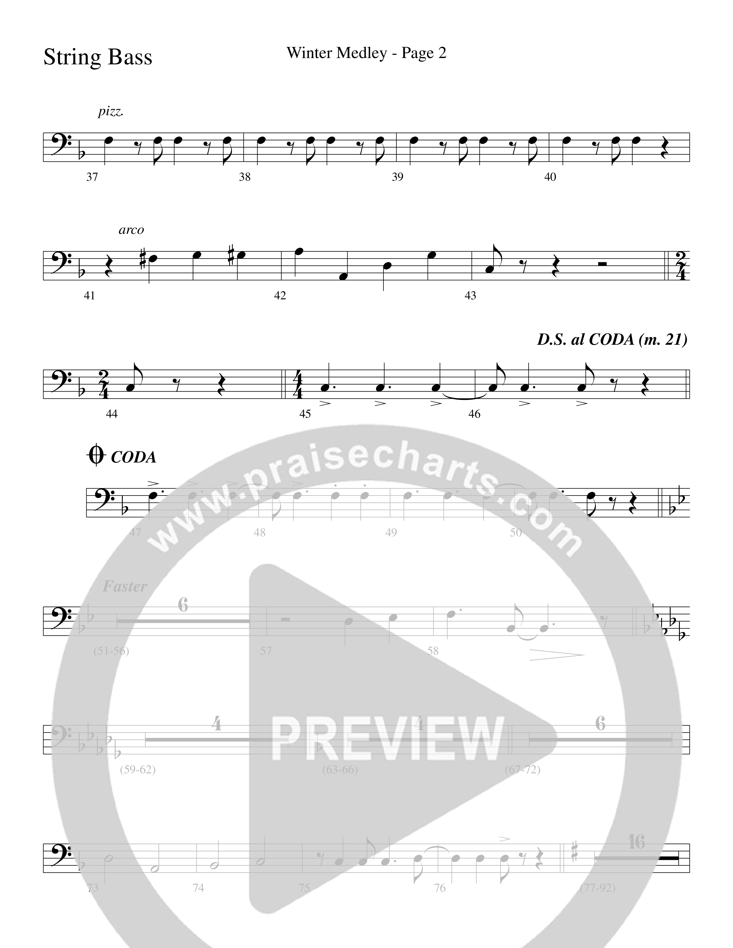 Winter Medley (with Sleigh Ride, Jingle Bells (Come On We're Going For A Sleigh Ride, Jingle Bells) (Choral Anthem SATB) String Bass (Word Music Choral / Arr. Lari Goss)