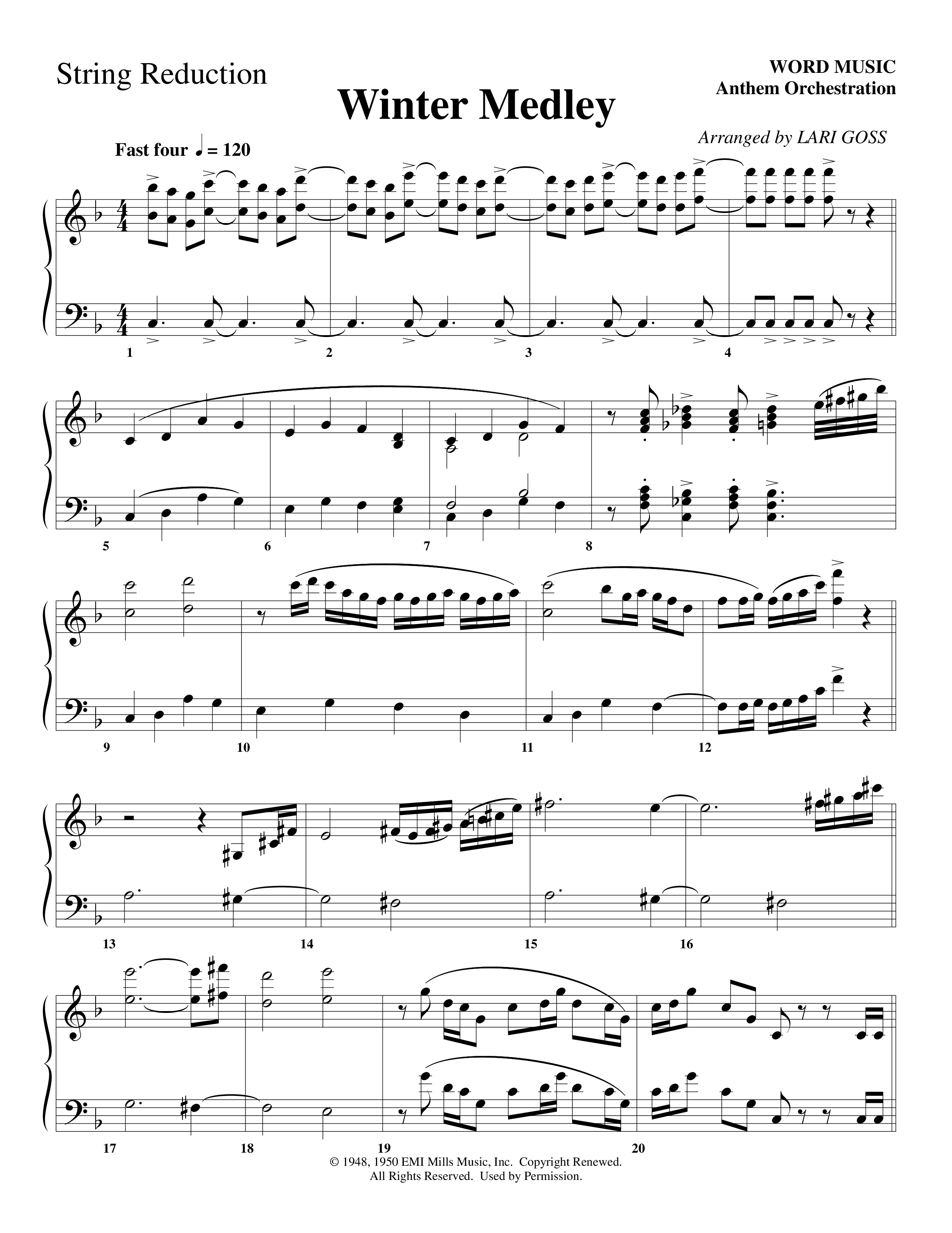Winter Medley (with Sleigh Ride, Jingle Bells (Come On We're Going For A Sleigh Ride, Jingle Bells) (Choral Anthem SATB) String Reduction (Word Music Choral / Arr. Lari Goss)