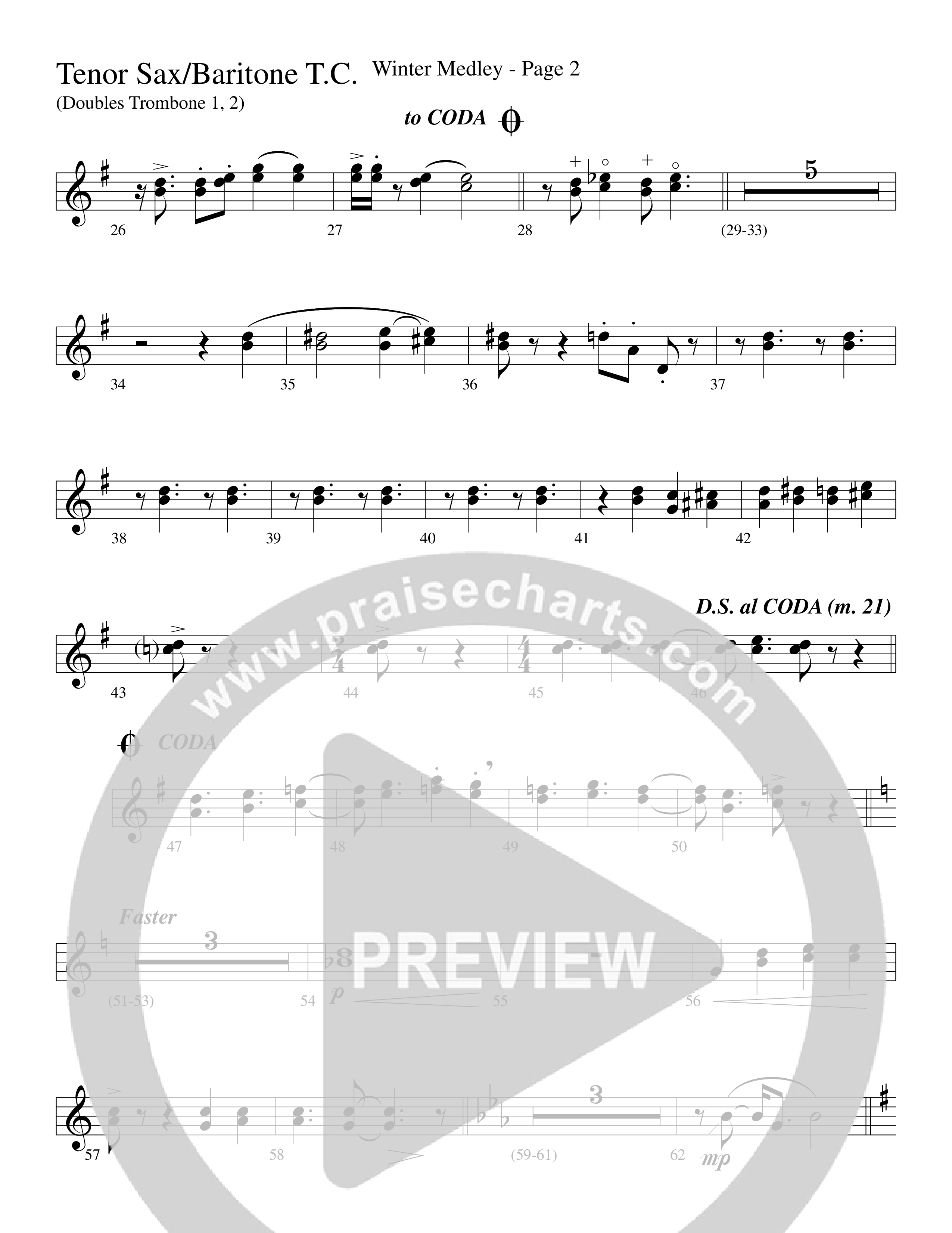 Winter Medley (with Sleigh Ride, Jingle Bells (Come On We're Going For A Sleigh Ride, Jingle Bells) (Choral Anthem SATB) Tenor Sax/Baritone T.C. (Word Music Choral / Arr. Lari Goss)