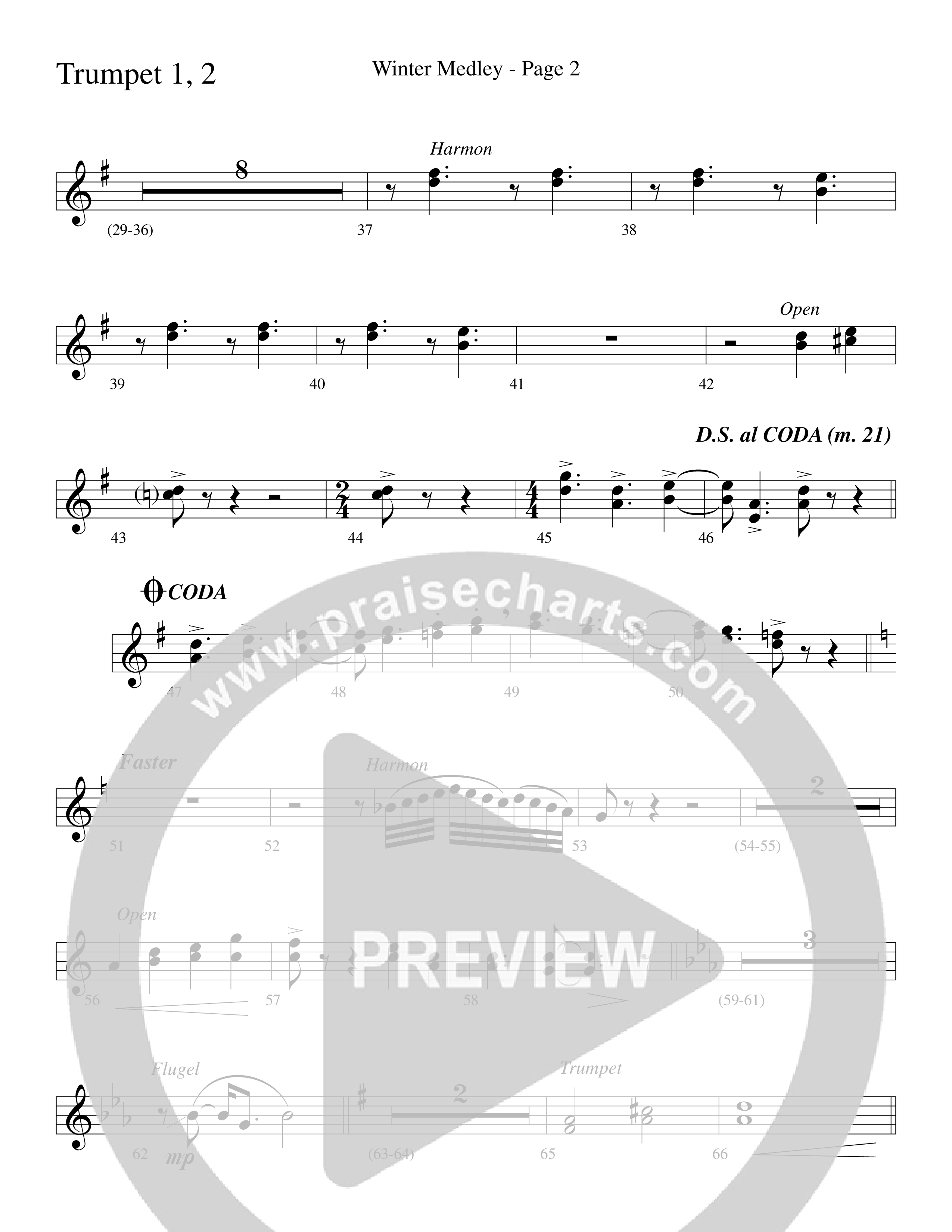 Winter Medley (with Sleigh Ride, Jingle Bells (Come On We're Going For A Sleigh Ride, Jingle Bells) (Choral Anthem SATB) Trumpet 1,2 (Word Music Choral / Arr. Lari Goss)