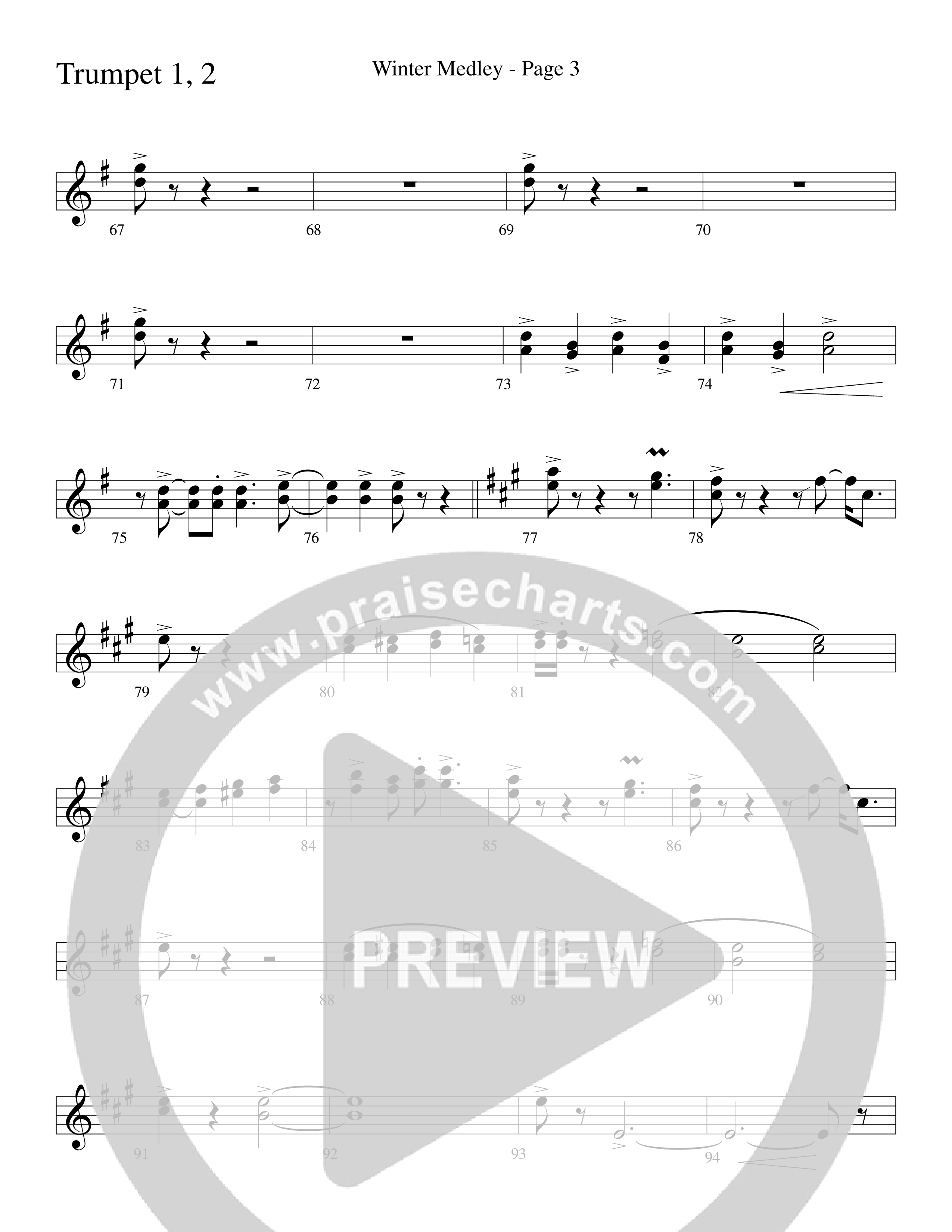 Winter Medley (with Sleigh Ride, Jingle Bells (Come On We're Going For A Sleigh Ride, Jingle Bells) (Choral Anthem SATB) Trumpet 1,2 (Word Music Choral / Arr. Lari Goss)