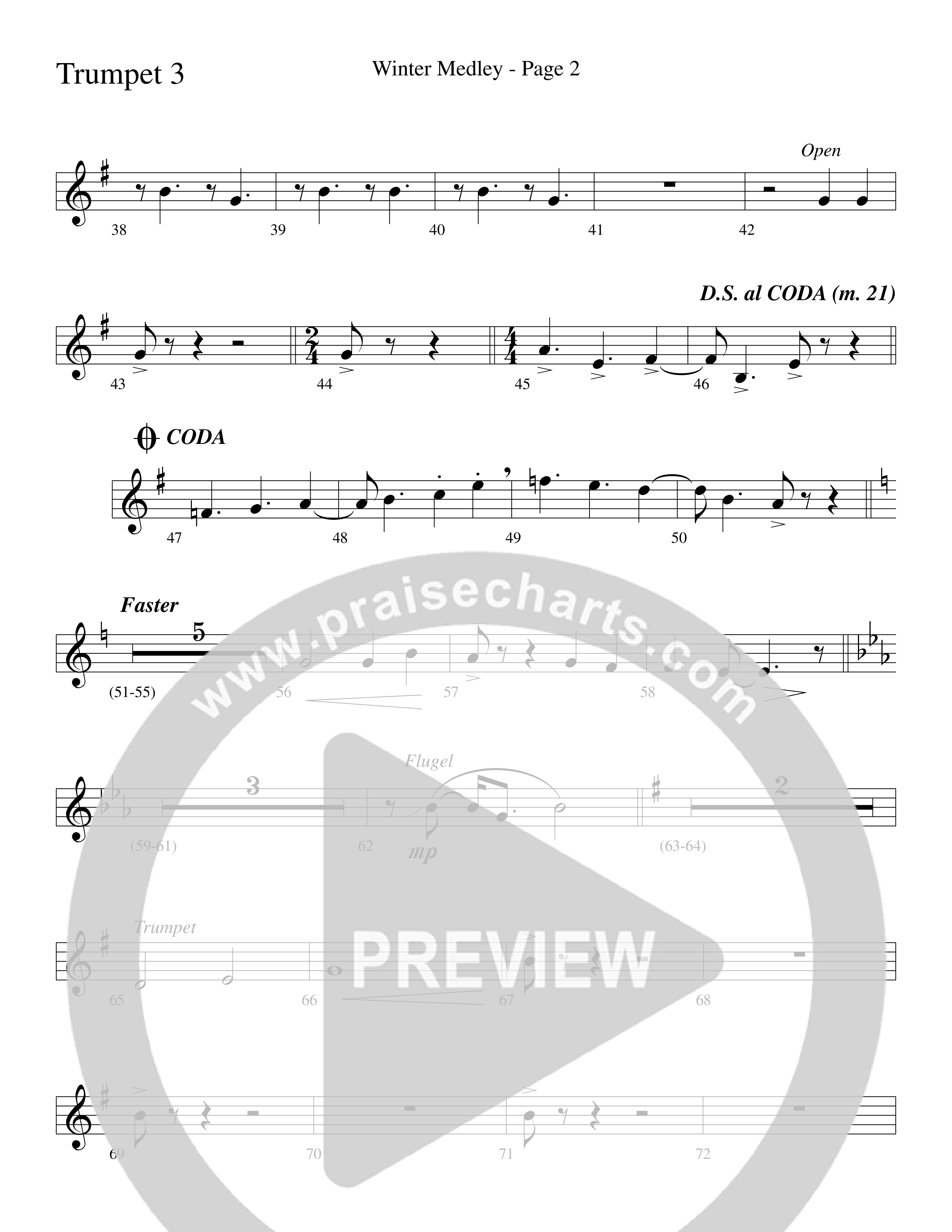 Winter Medley (with Sleigh Ride, Jingle Bells (Come On We're Going For A Sleigh Ride, Jingle Bells) (Choral Anthem SATB) Trumpet 3 (Word Music Choral / Arr. Lari Goss)