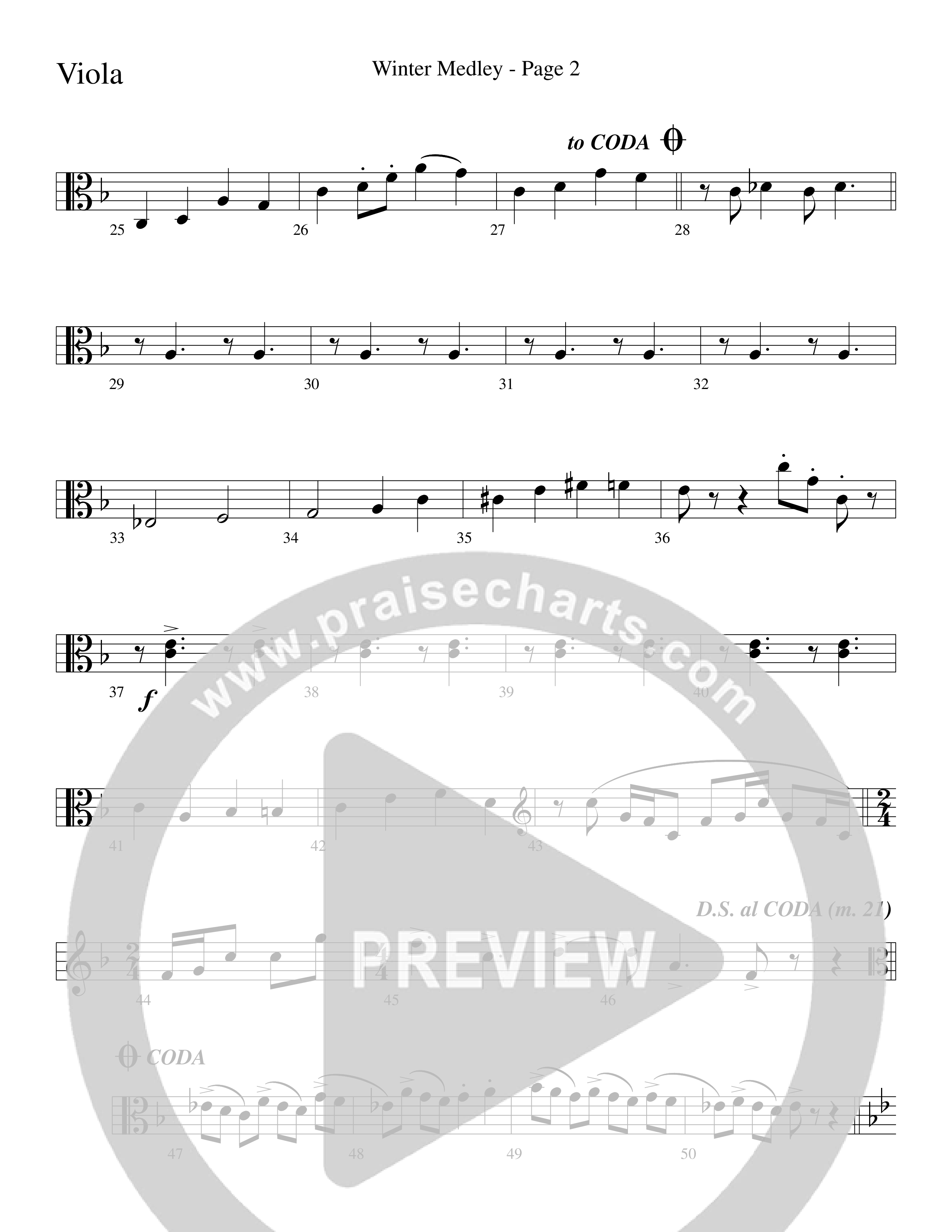 Winter Medley (with Sleigh Ride, Jingle Bells (Come On We're Going For A Sleigh Ride, Jingle Bells) (Choral Anthem SATB) Viola (Word Music Choral / Arr. Lari Goss)