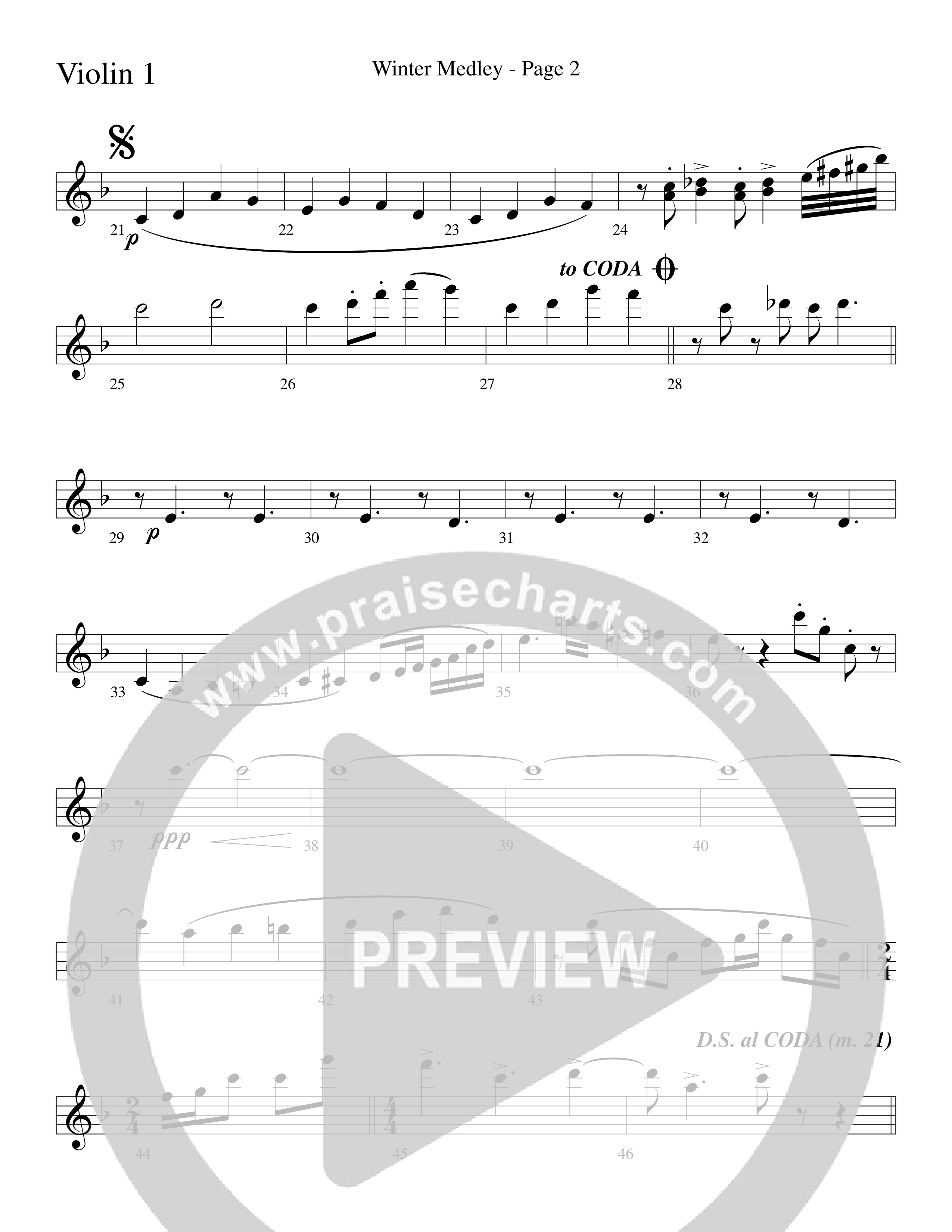 Winter Medley (with Sleigh Ride, Jingle Bells (Come On We're Going For A Sleigh Ride, Jingle Bells) (Choral Anthem SATB) Violin 1 (Word Music Choral / Arr. Lari Goss)