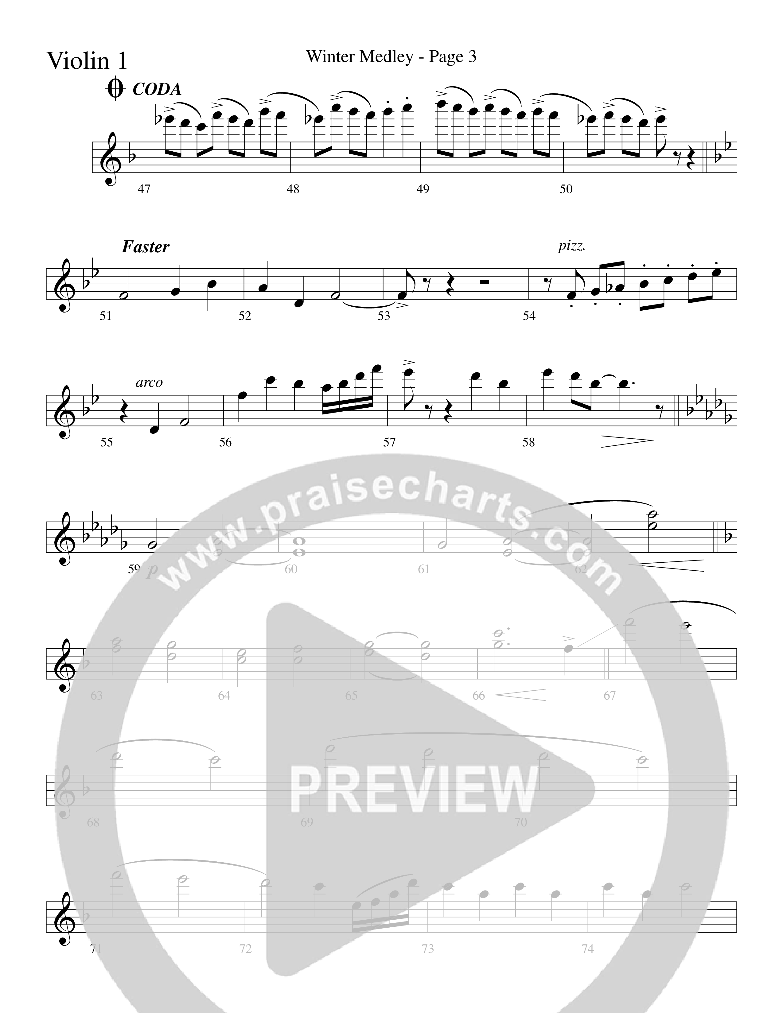 Winter Medley (with Sleigh Ride, Jingle Bells (Come On We're Going For A Sleigh Ride, Jingle Bells) (Choral Anthem SATB) Violin 1 (Word Music Choral / Arr. Lari Goss)