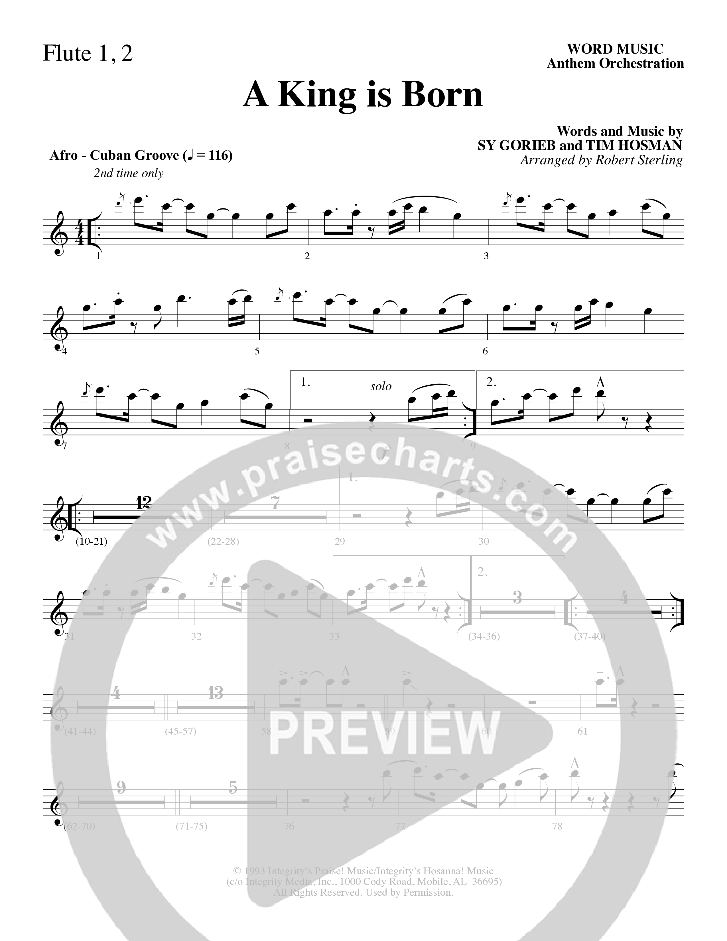 A King is Born (Choral Anthem SATB) Flute 1/2 (Word Music Choral / Arr. Robert Sterling)