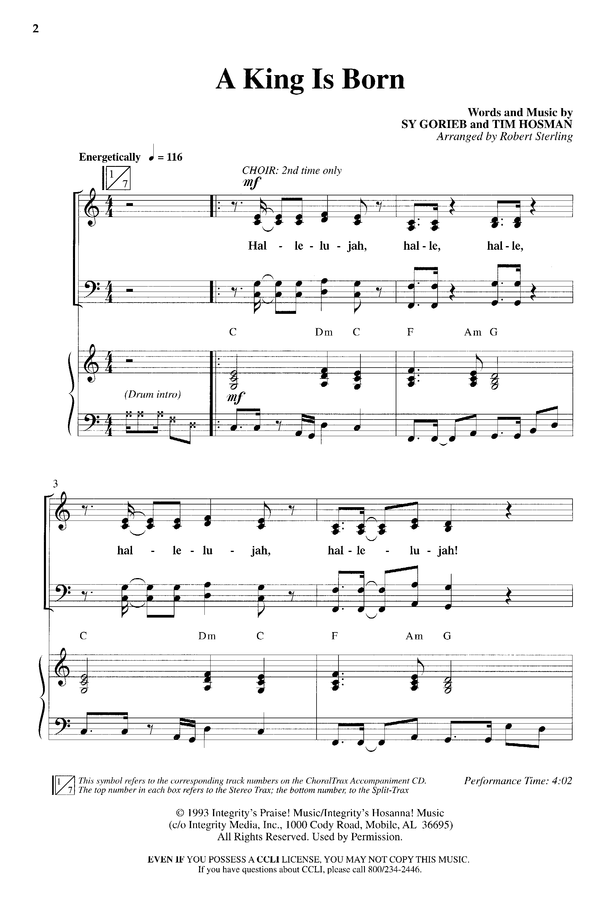A King is Born (Choral Anthem SATB) Anthem (SATB/Piano) (Word Music Choral / Arr. Robert Sterling)