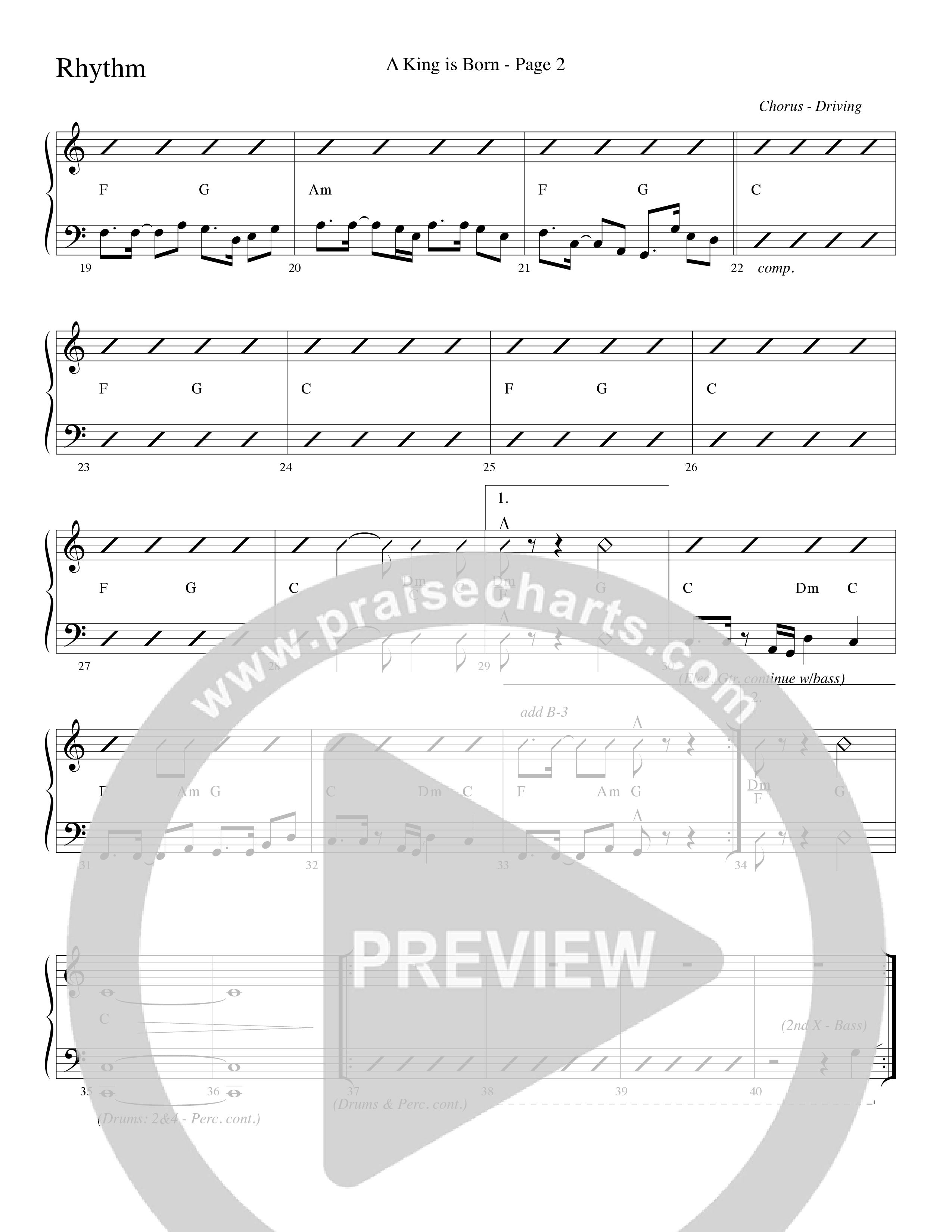 A King is Born (Choral Anthem SATB) Rhythm Chart (Word Music Choral / Arr. Robert Sterling)