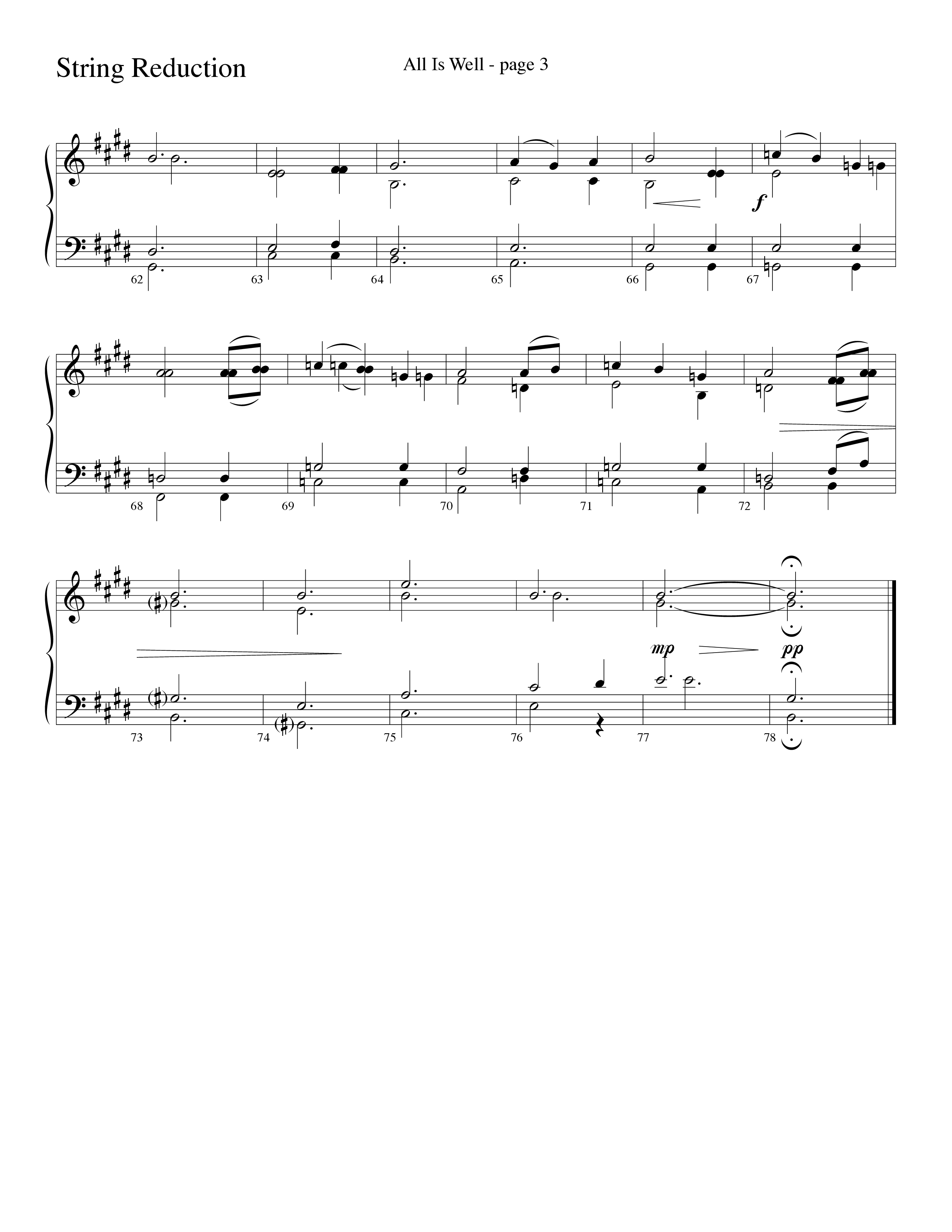 All Is Well (Choral Anthem SATB) String Reduction (Word Music Choral / Arr. Ronn Huff)