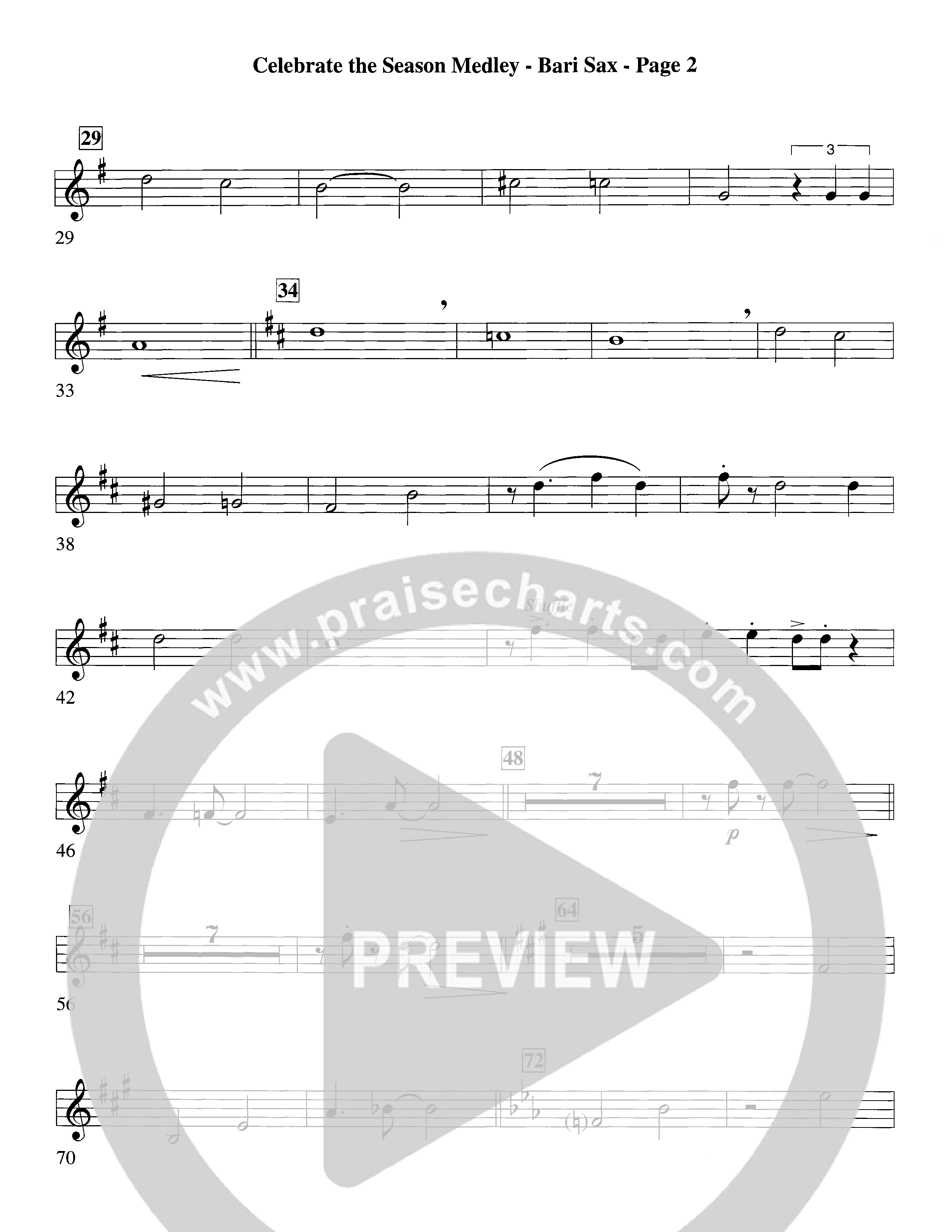 Celebrate The Season Medley (Choral Anthem SATB) Bari Sax (Word Music Choral / Arr. Lari Goss)