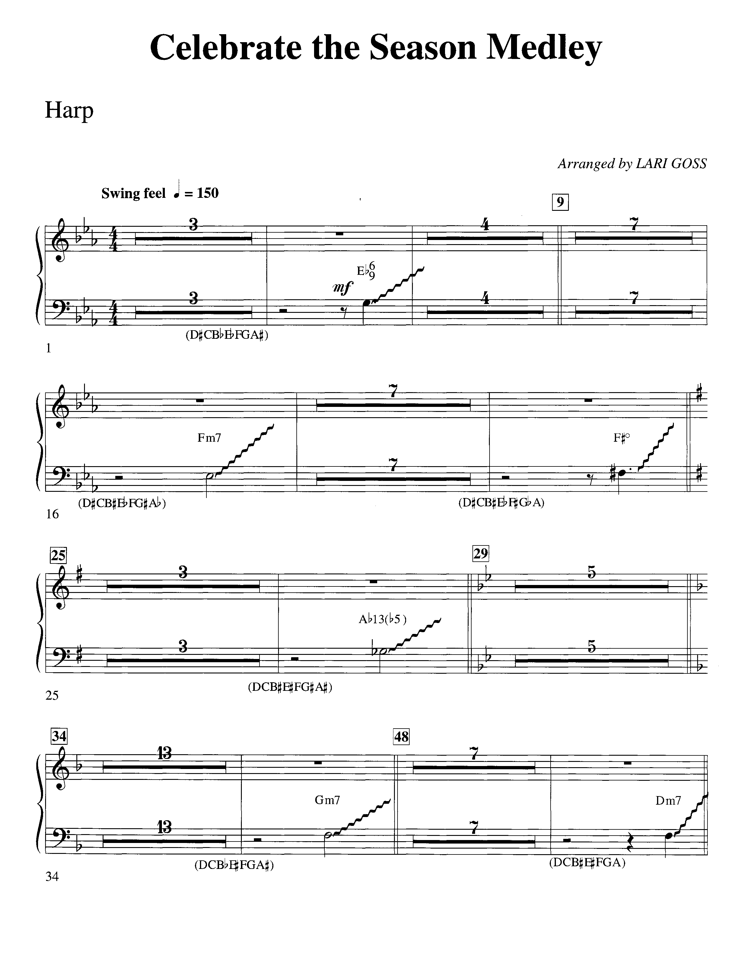 Celebrate The Season Medley (Choral Anthem SATB) Harp (Word Music Choral / Arr. Lari Goss)