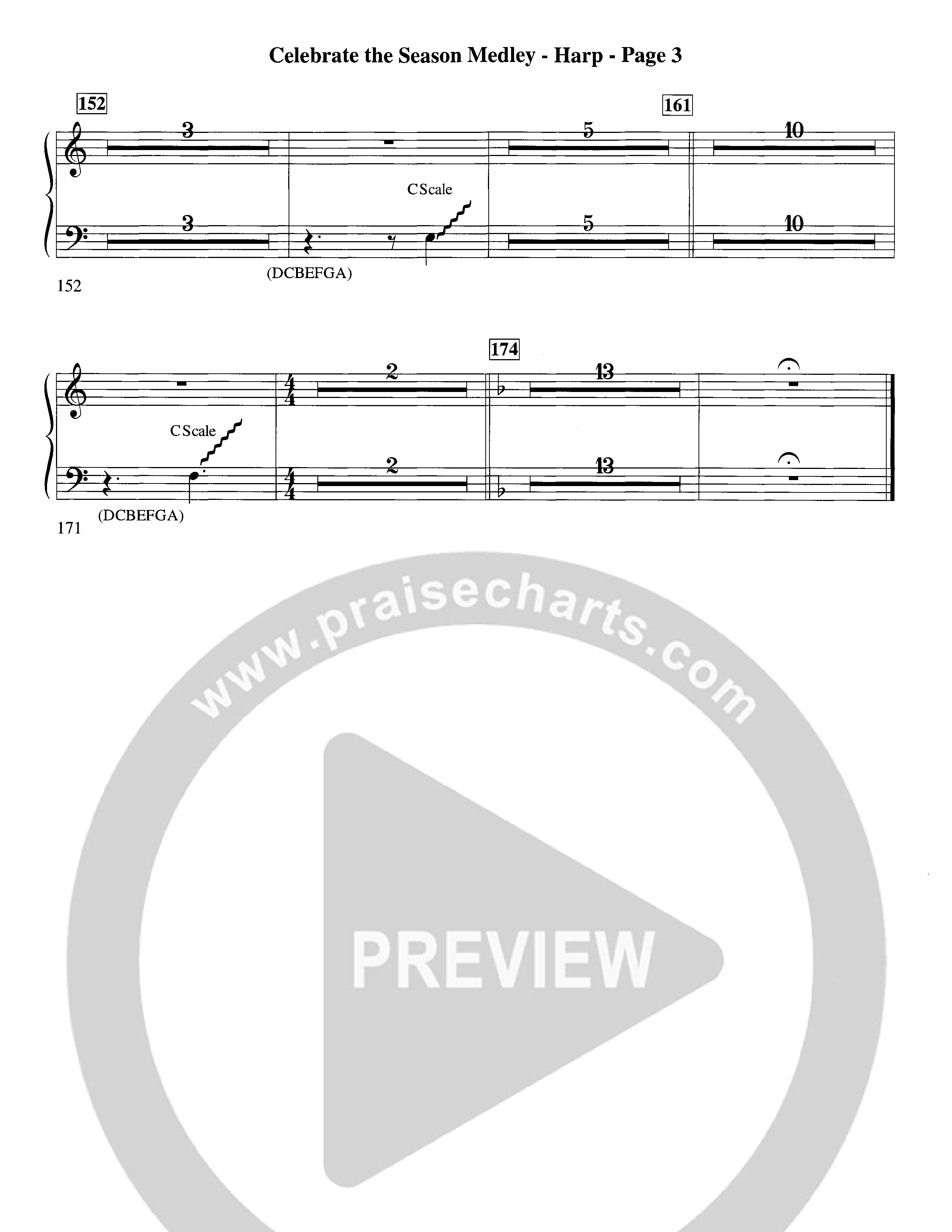 Celebrate The Season Medley (Choral Anthem SATB) Harp (Word Music Choral / Arr. Lari Goss)