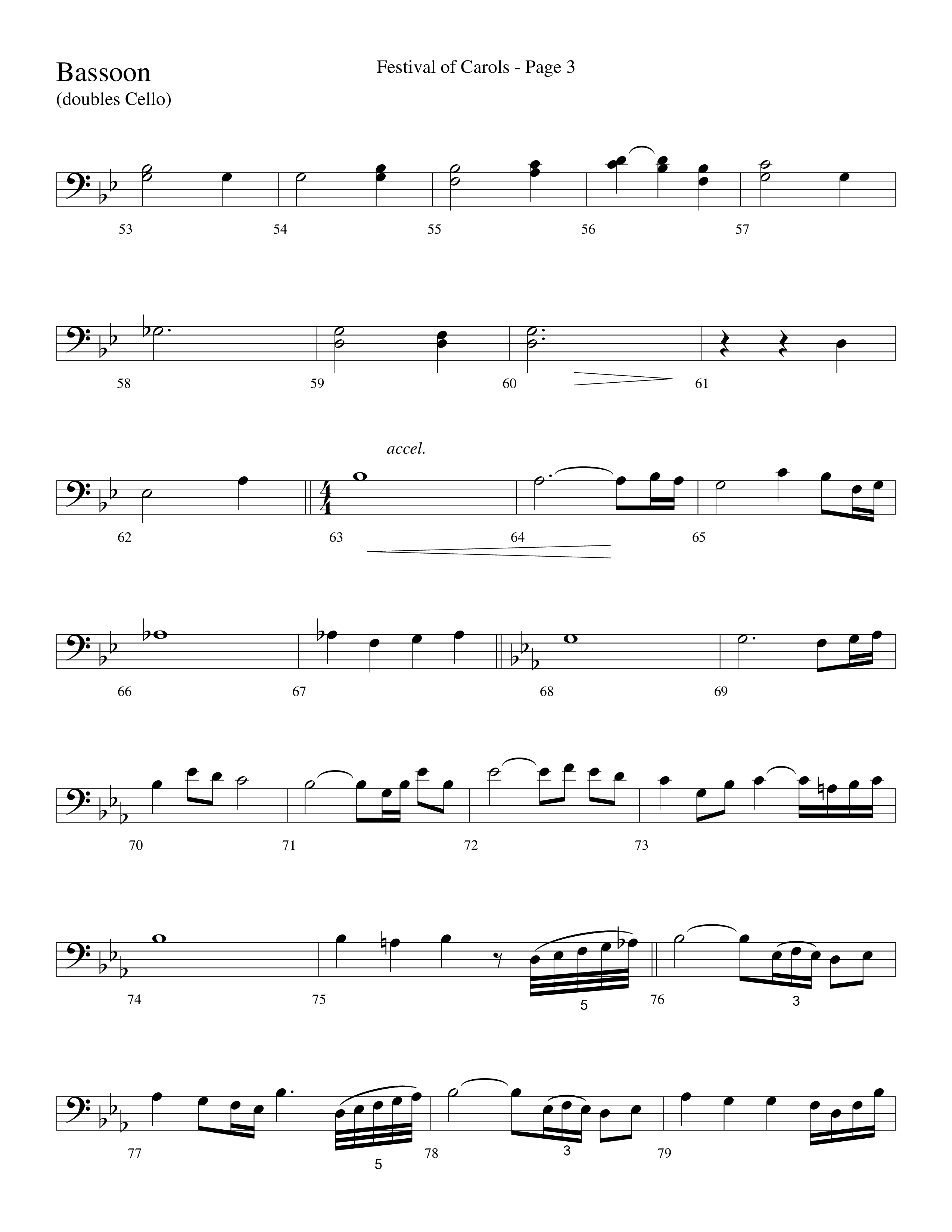 Festival Of Carols (Choral Anthem SATB) Bassoon (Word Music Choral / Arr. Lari Goss)
