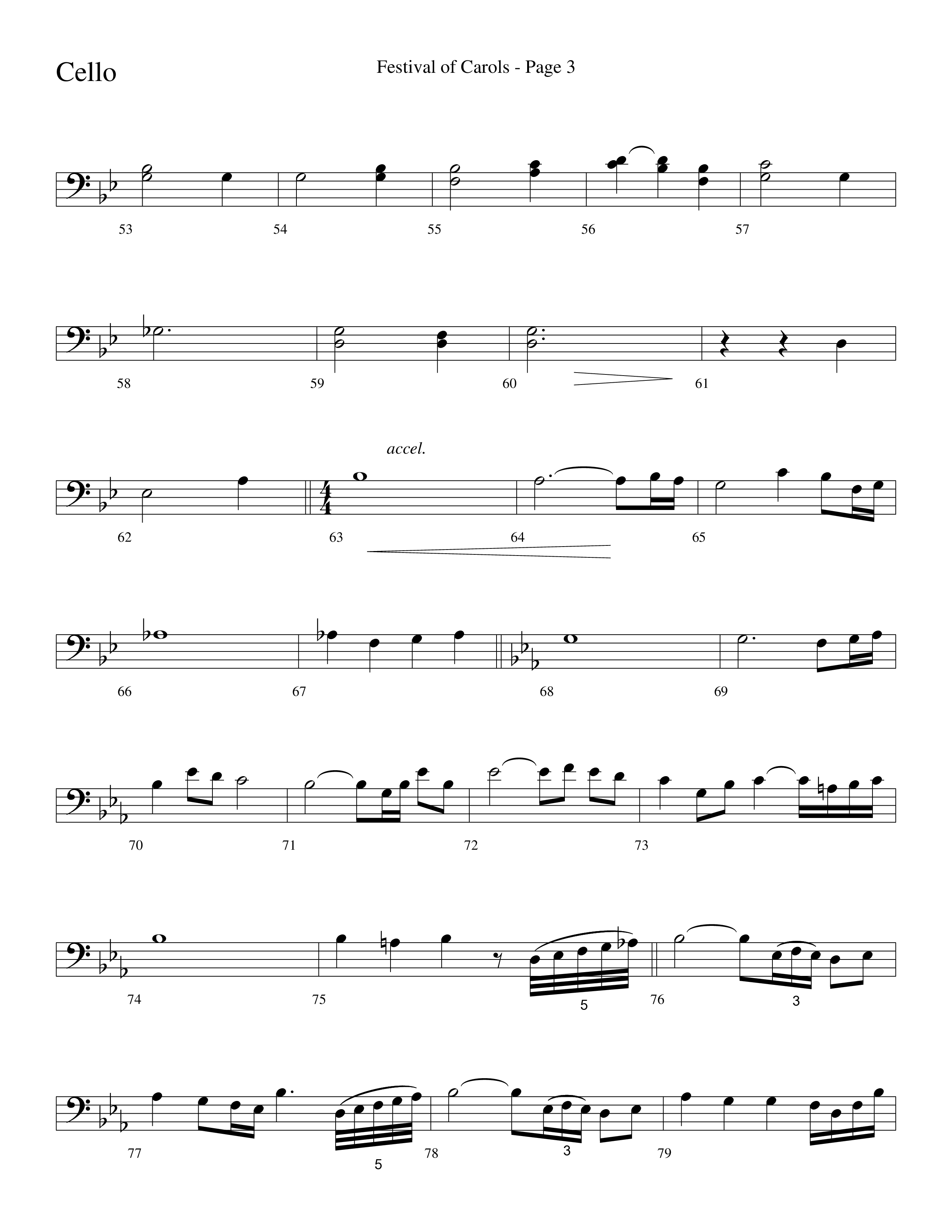 Festival Of Carols (Choral Anthem SATB) Cello (Word Music Choral / Arr. Lari Goss)