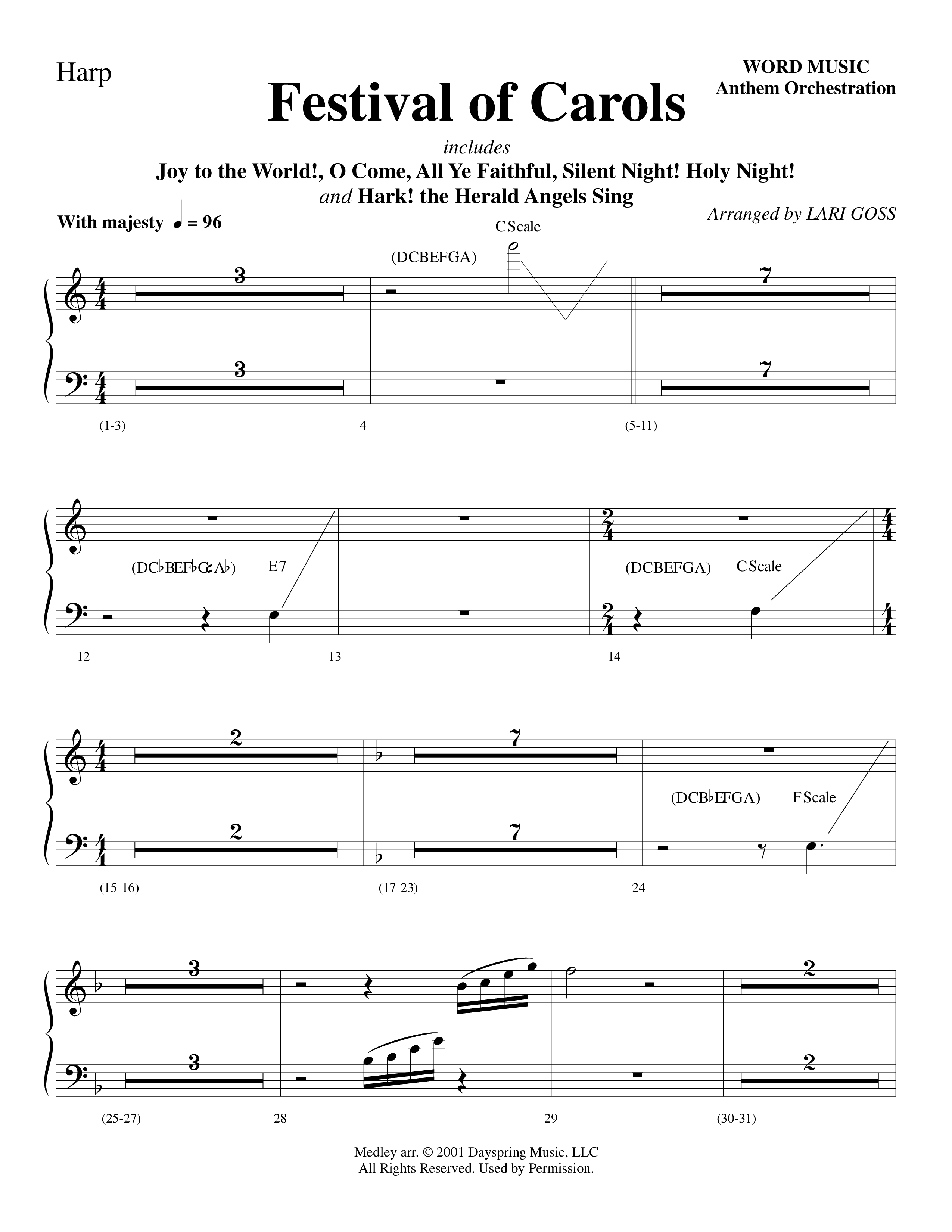 Festival Of Carols (Choral Anthem SATB) Harp (Word Music Choral / Arr. Lari Goss)