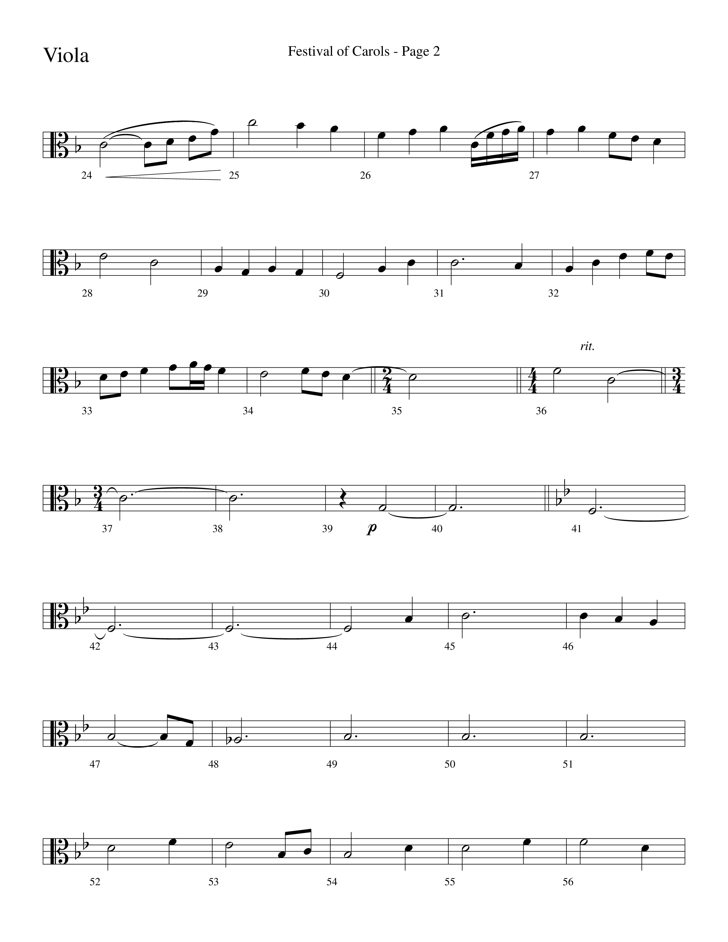 Festival Of Carols (Choral Anthem SATB) Viola (Word Music Choral / Arr. Lari Goss)