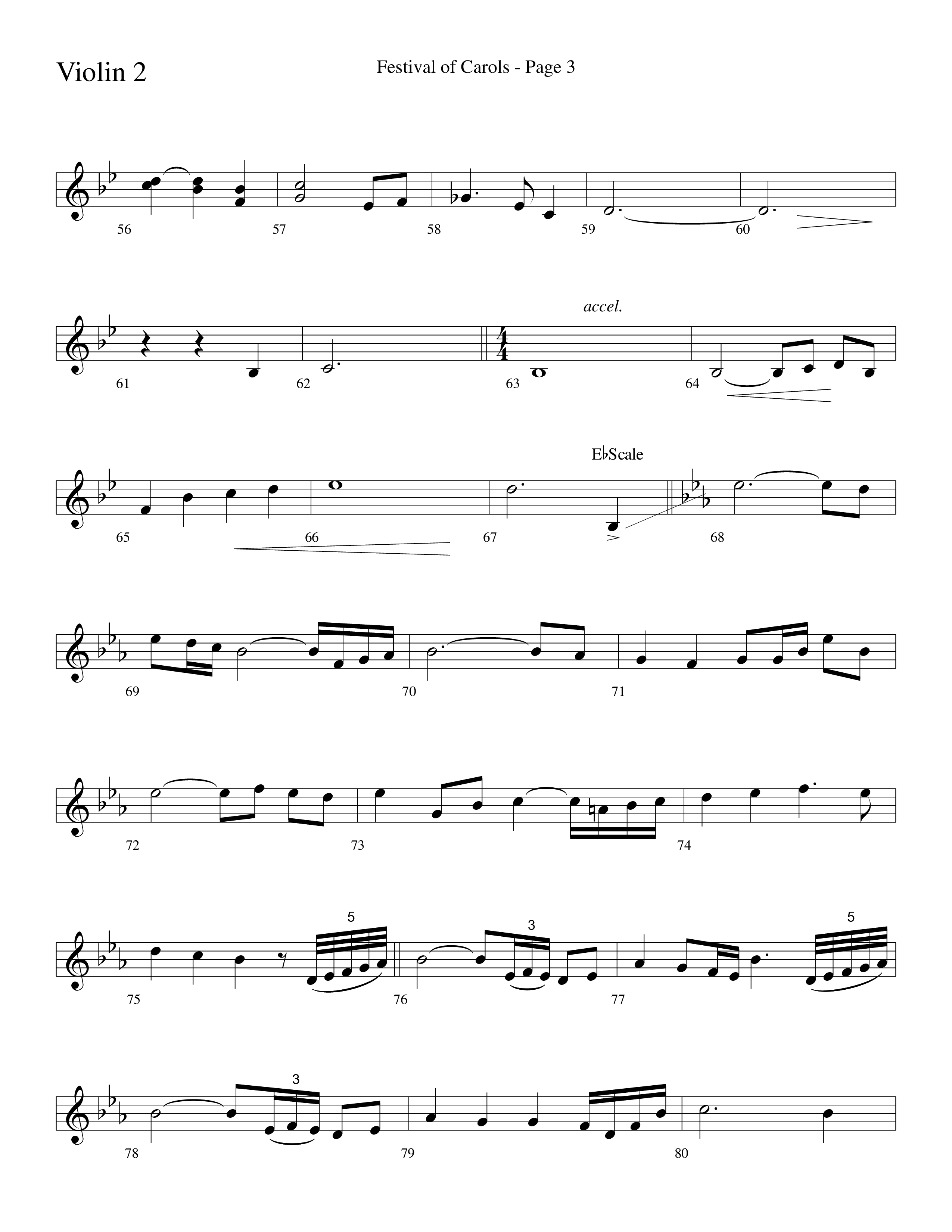 Festival Of Carols (Choral Anthem SATB) Violin 2 (Word Music Choral / Arr. Lari Goss)