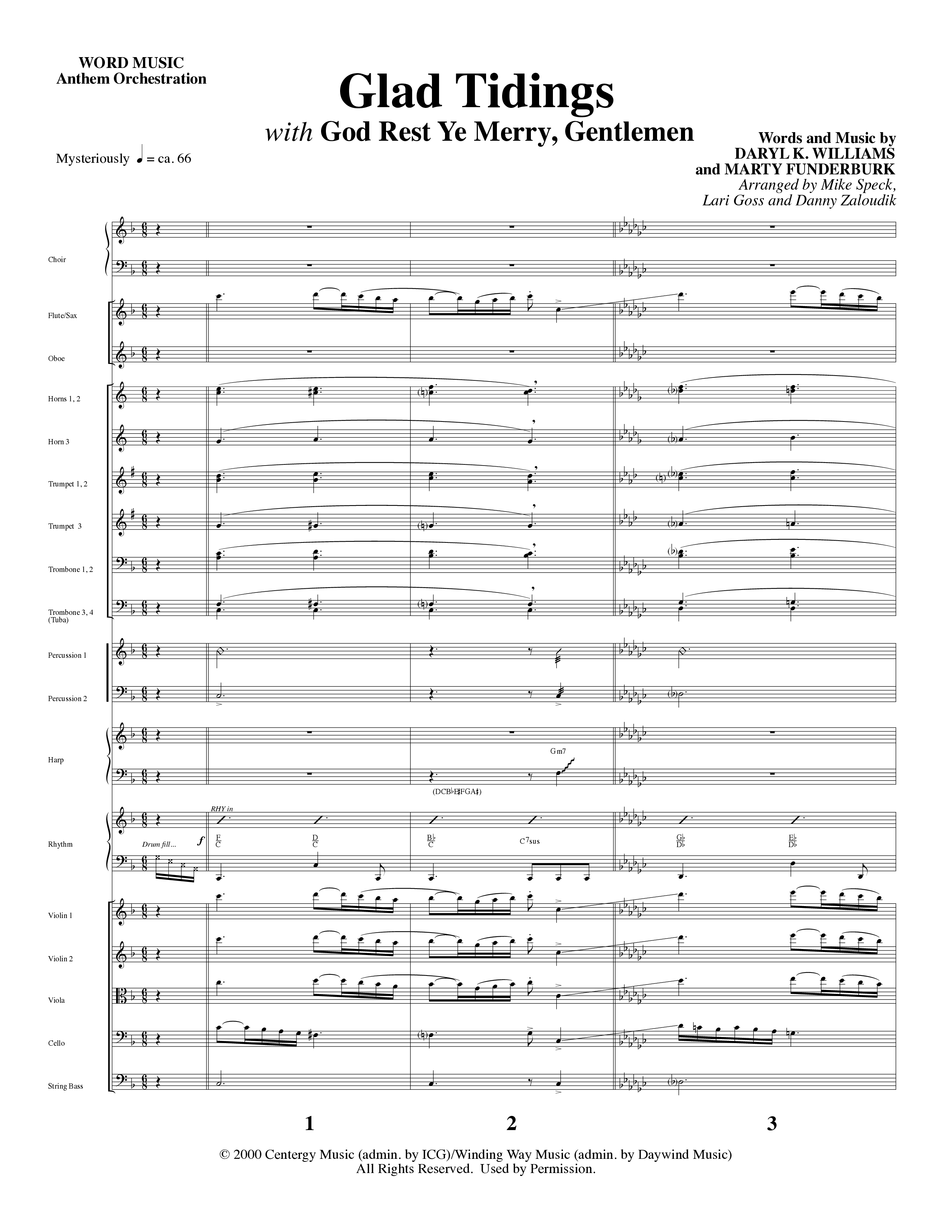Glad Tidings (with God Rest Ye Merry Gentlemen) (Choral Anthem SATB) Orchestration (Word Music Choral)