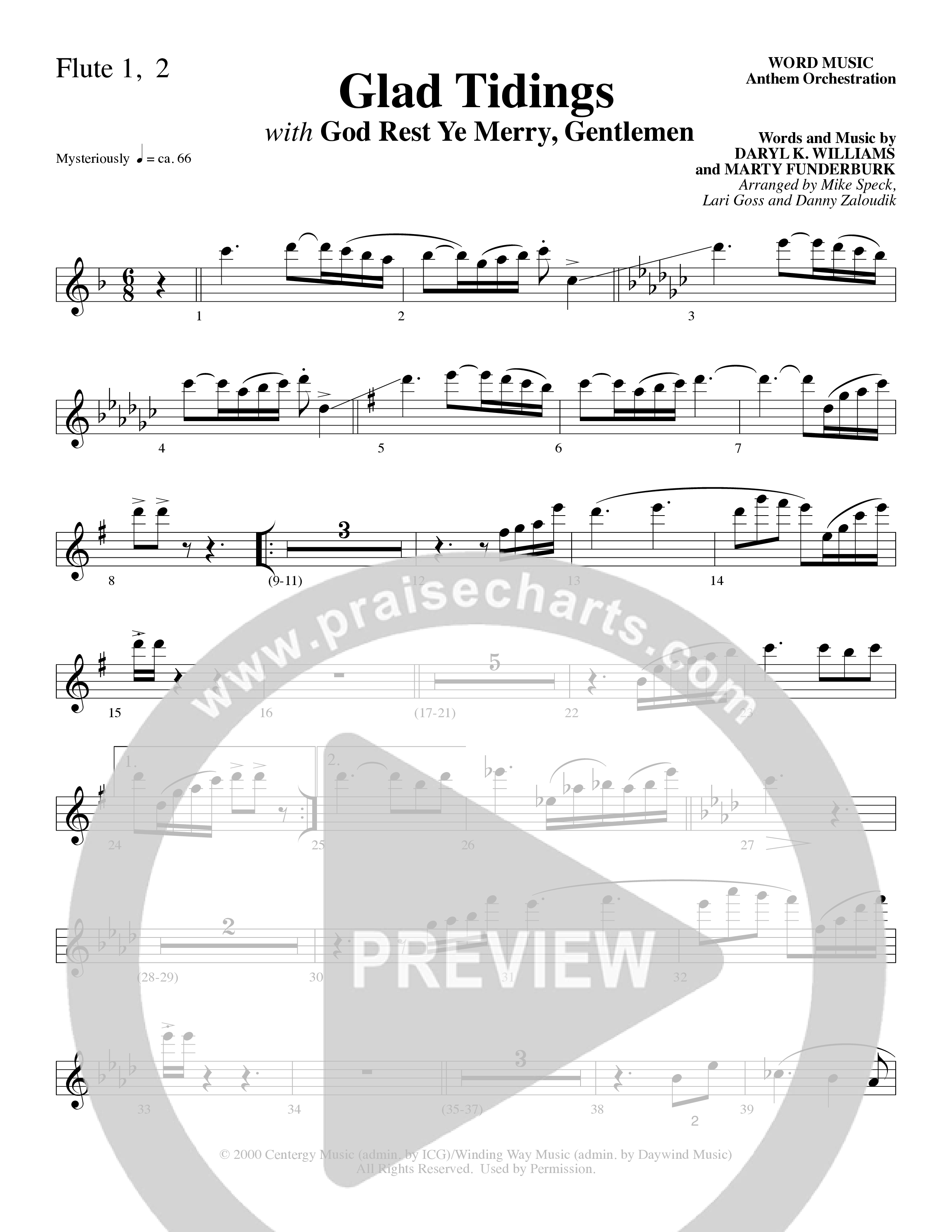 Glad Tidings (with God Rest Ye Merry Gentlemen) (Choral Anthem SATB) Flute 1/2 (Word Music Choral)