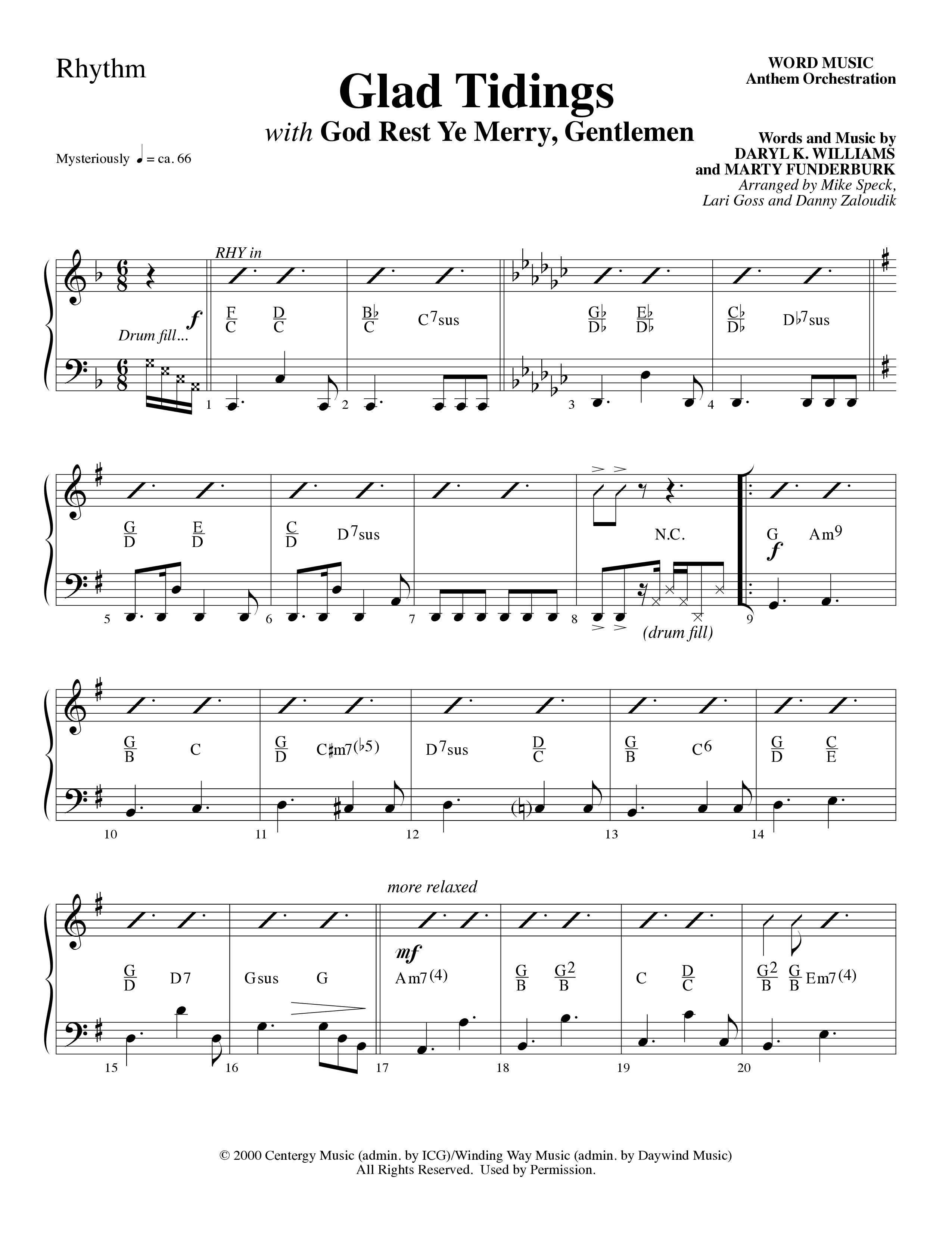 Glad Tidings (with God Rest Ye Merry Gentlemen) (Choral Anthem SATB) Rhythm Chart (Word Music Choral)