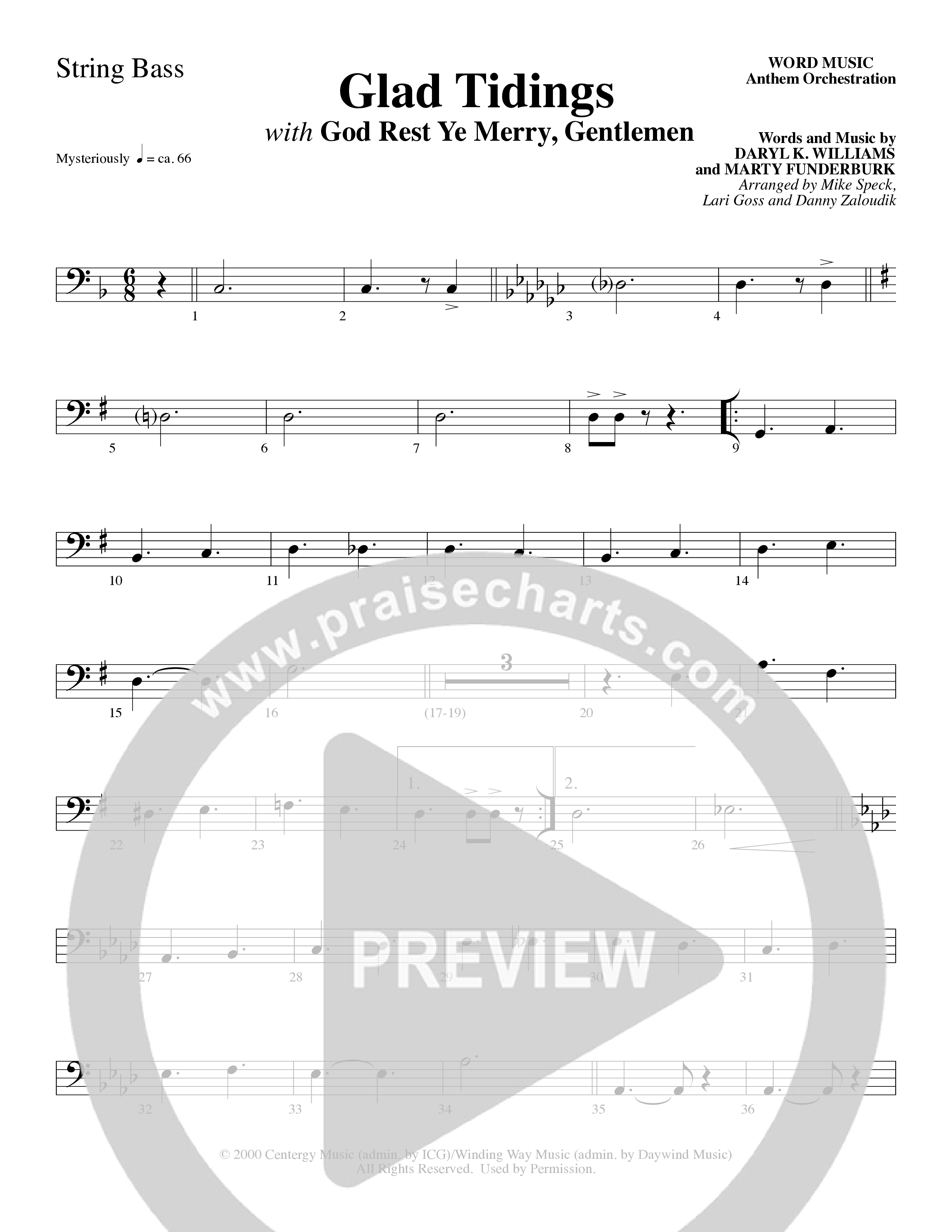 Glad Tidings (with God Rest Ye Merry Gentlemen) (Choral Anthem SATB) String Bass (Word Music Choral)