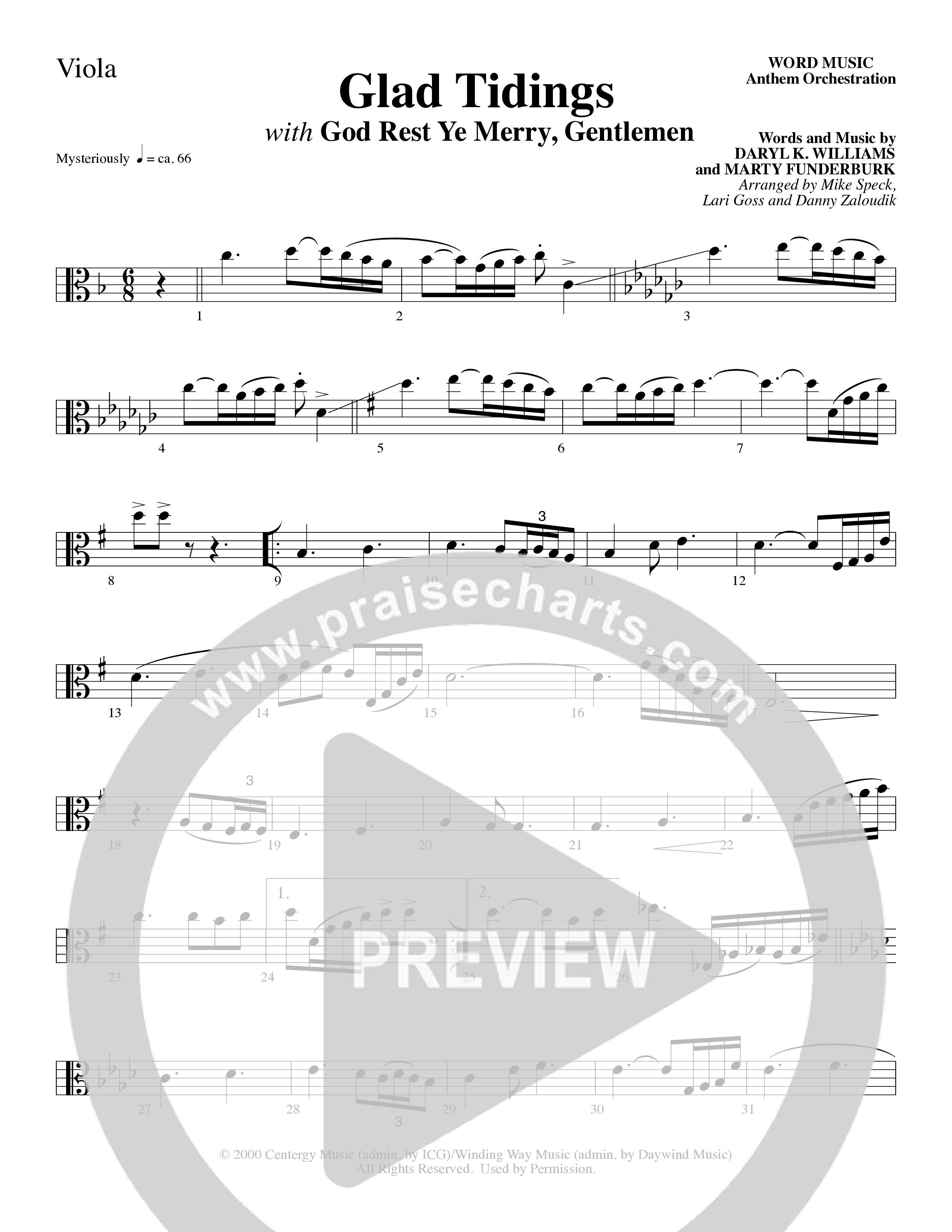 Glad Tidings (with God Rest Ye Merry Gentlemen) (Choral Anthem SATB) Viola (Word Music Choral)