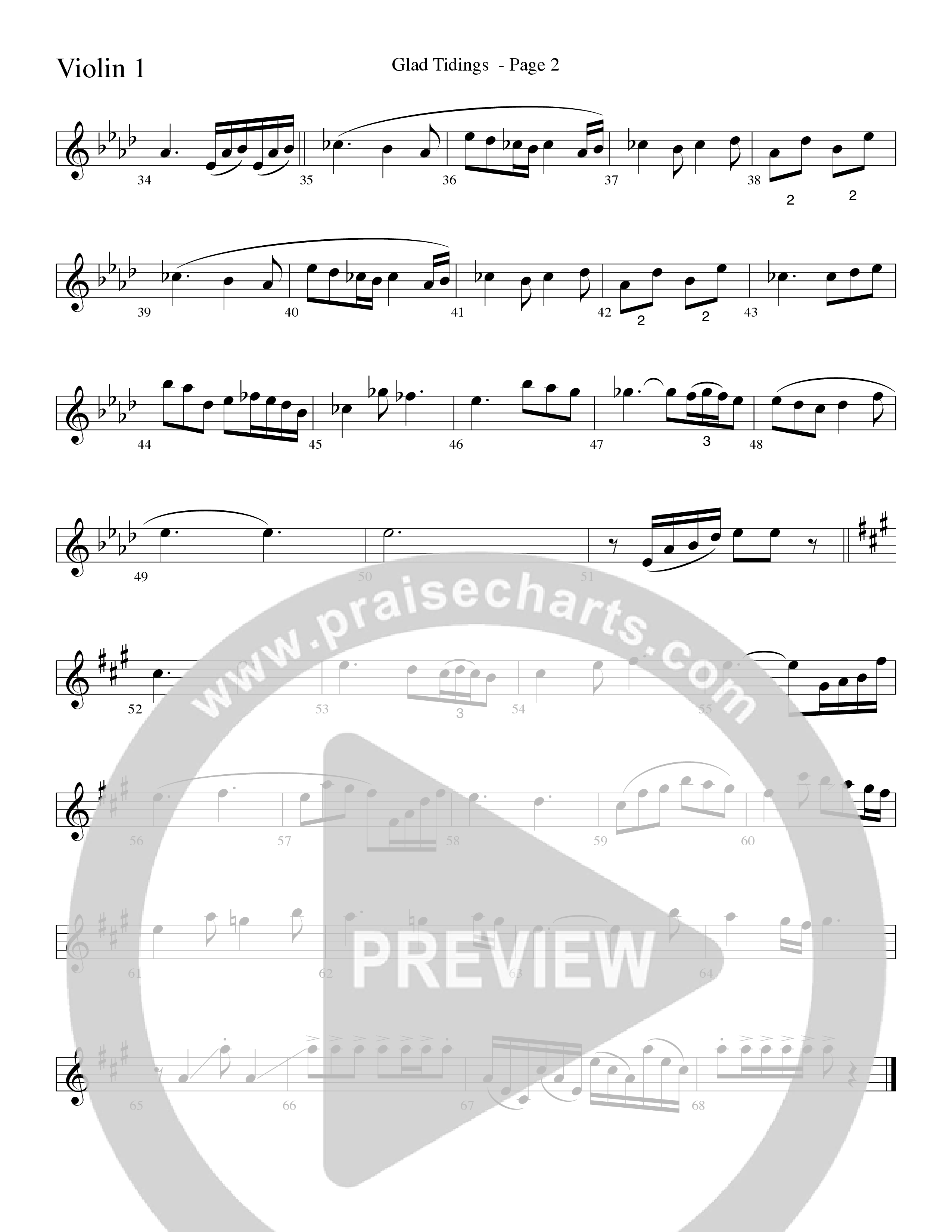 Glad Tidings (with God Rest Ye Merry Gentlemen) (Choral Anthem SATB) Violin 1 (Word Music Choral)