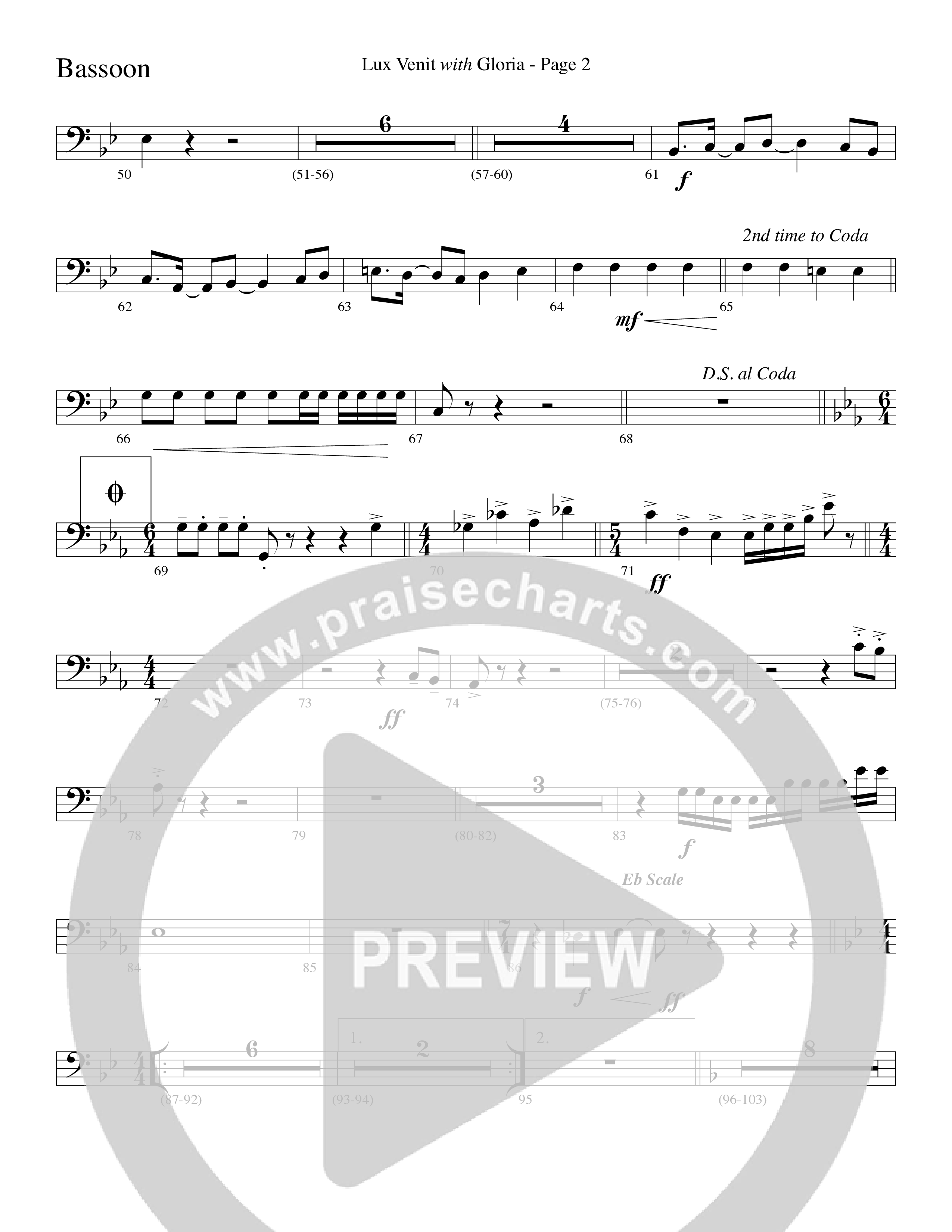 Gloria (with Lux Venit) (Choral Anthem SATB) Bassoon (Word Music Choral / Arr. David Hamilton)