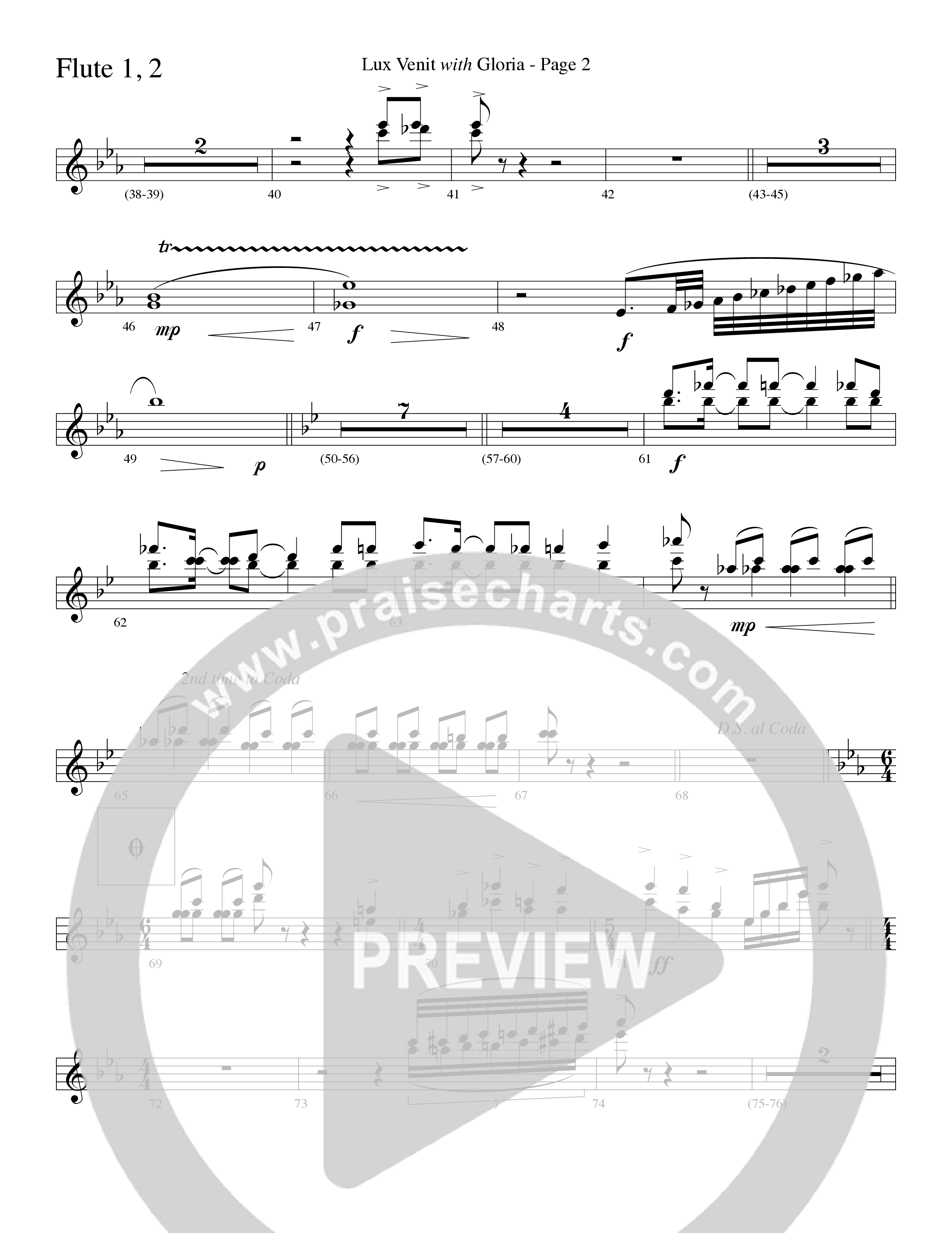 Gloria (with Lux Venit) (Choral Anthem SATB) Flute 1/2 (Word Music Choral / Arr. David Hamilton)