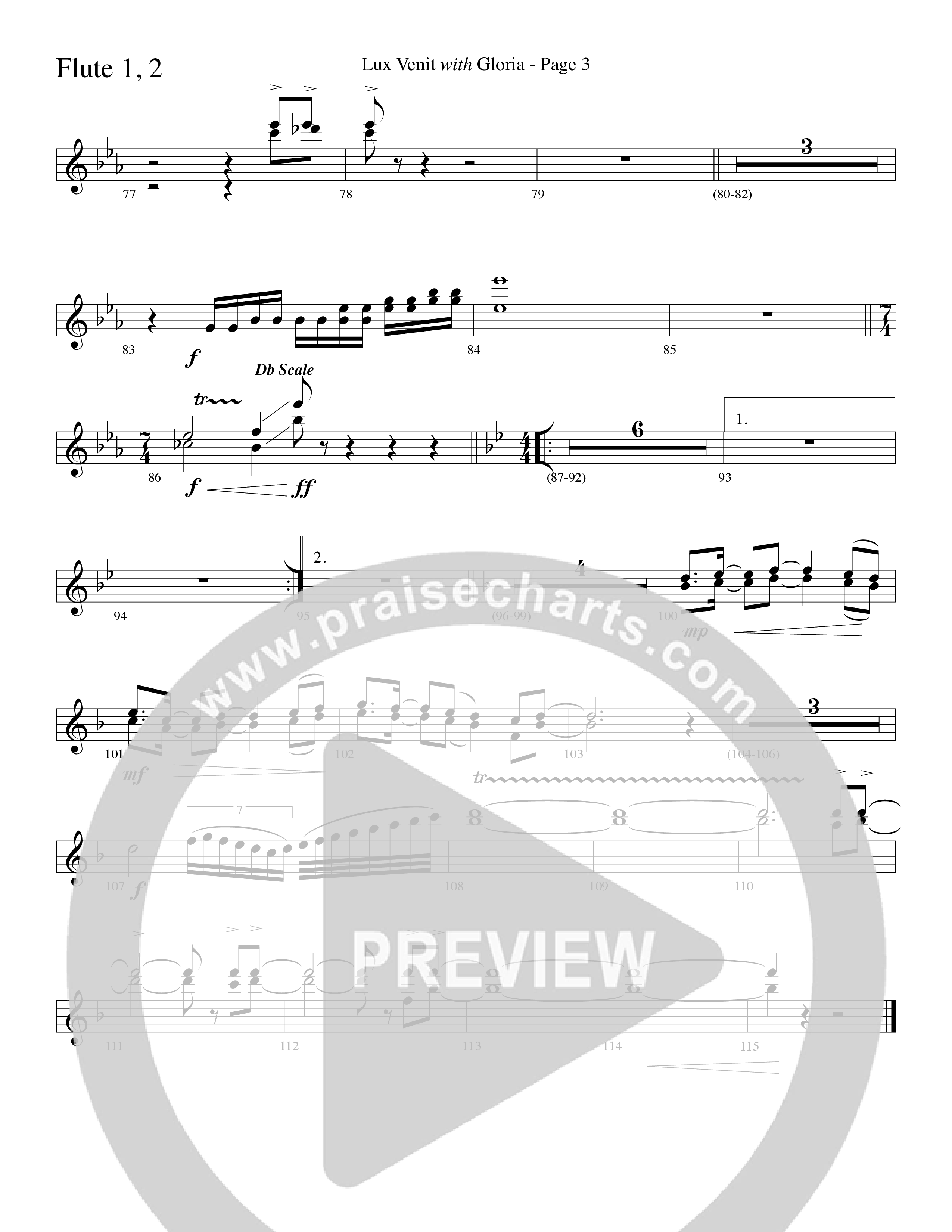 Gloria (with Lux Venit) (Choral Anthem SATB) Flute 1/2 (Word Music Choral / Arr. David Hamilton)
