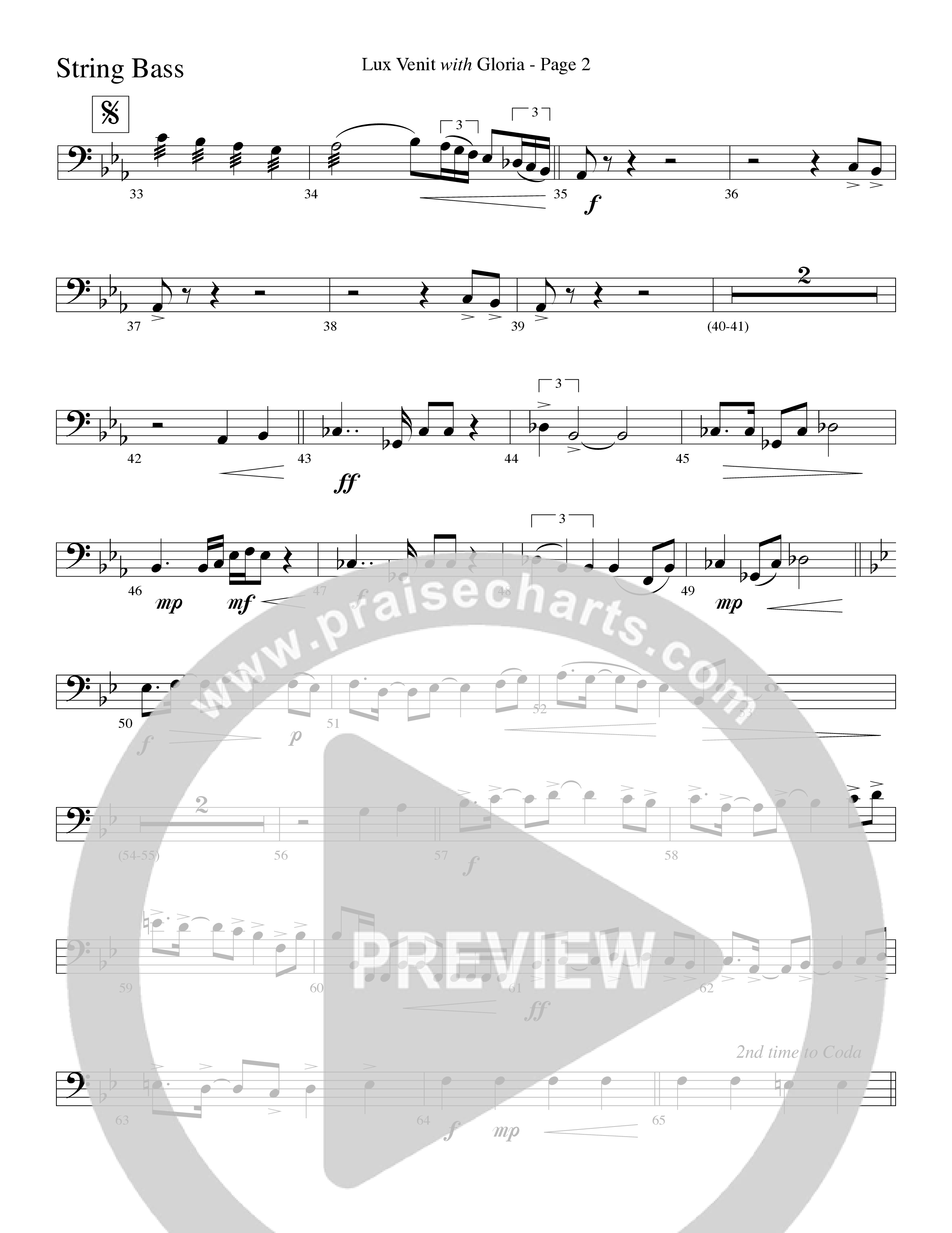 Gloria (with Lux Venit) (Choral Anthem SATB) String Bass (Word Music Choral / Arr. David Hamilton)