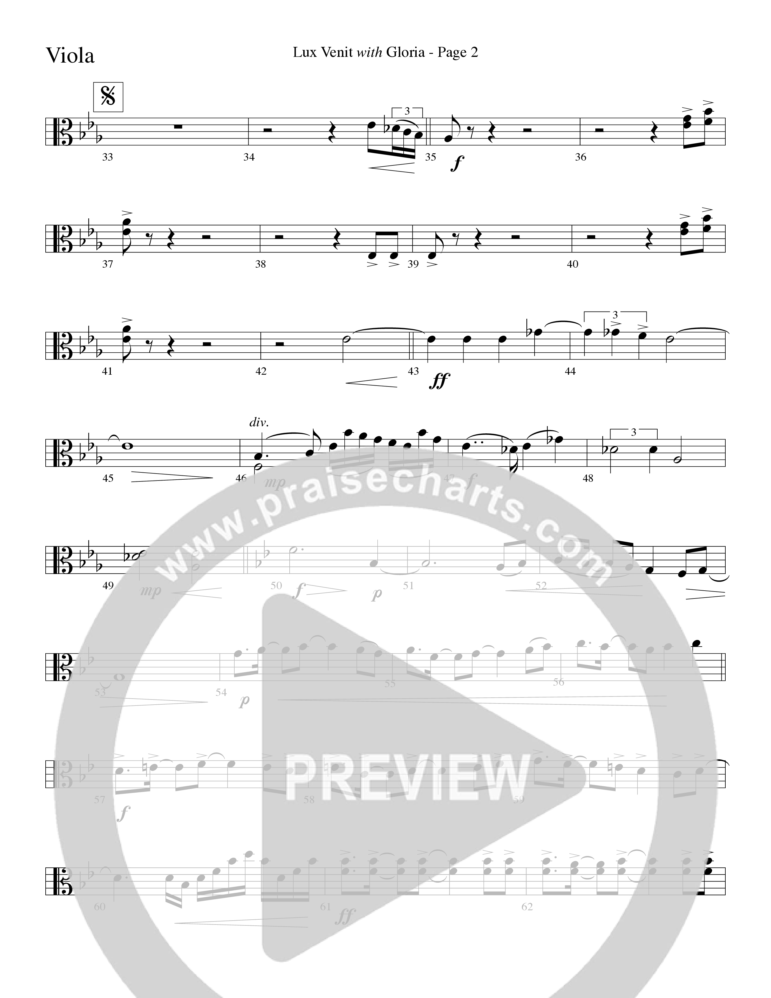 Gloria (with Lux Venit) (Choral Anthem SATB) Viola (Word Music Choral / Arr. David Hamilton)