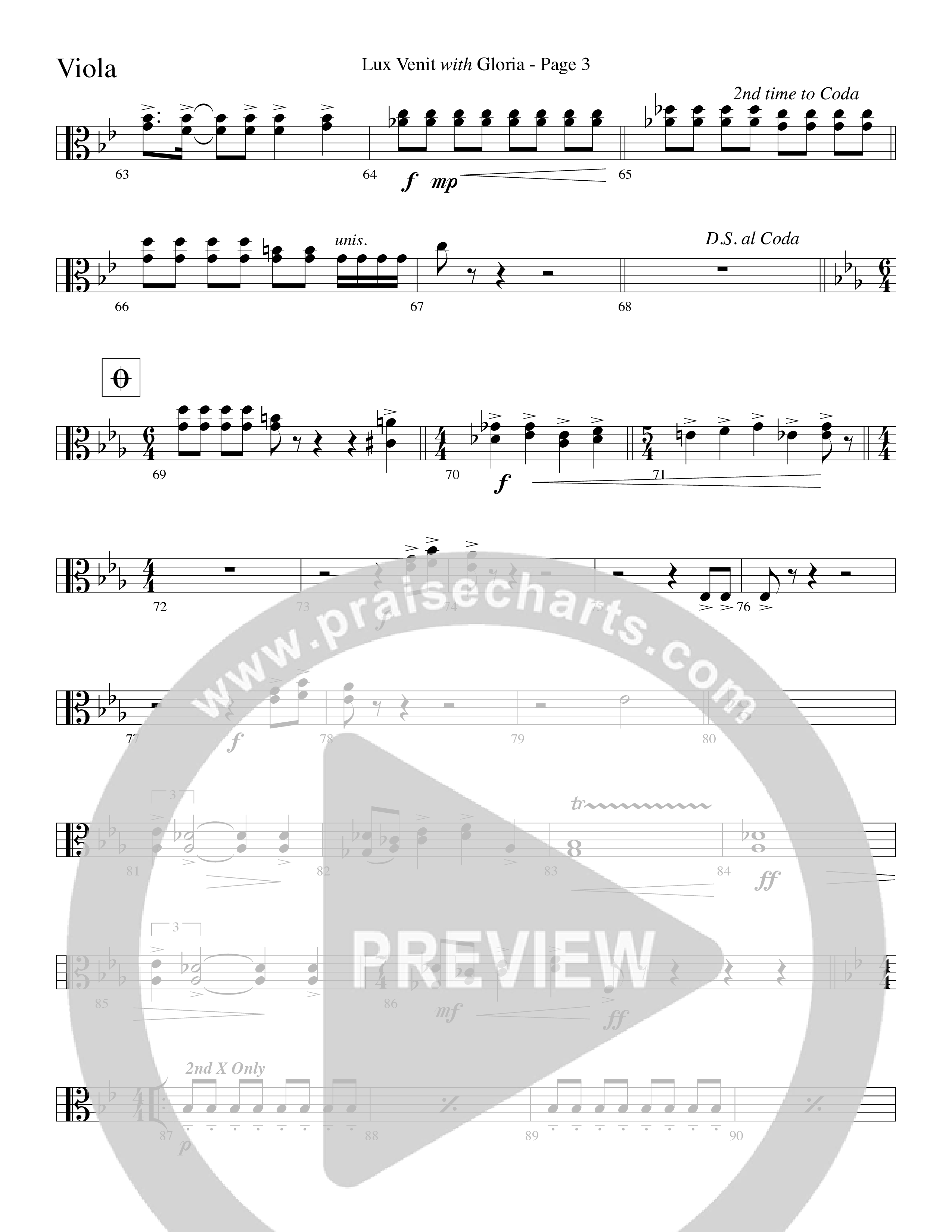 Gloria (with Lux Venit) (Choral Anthem SATB) Viola (Word Music Choral / Arr. David Hamilton)