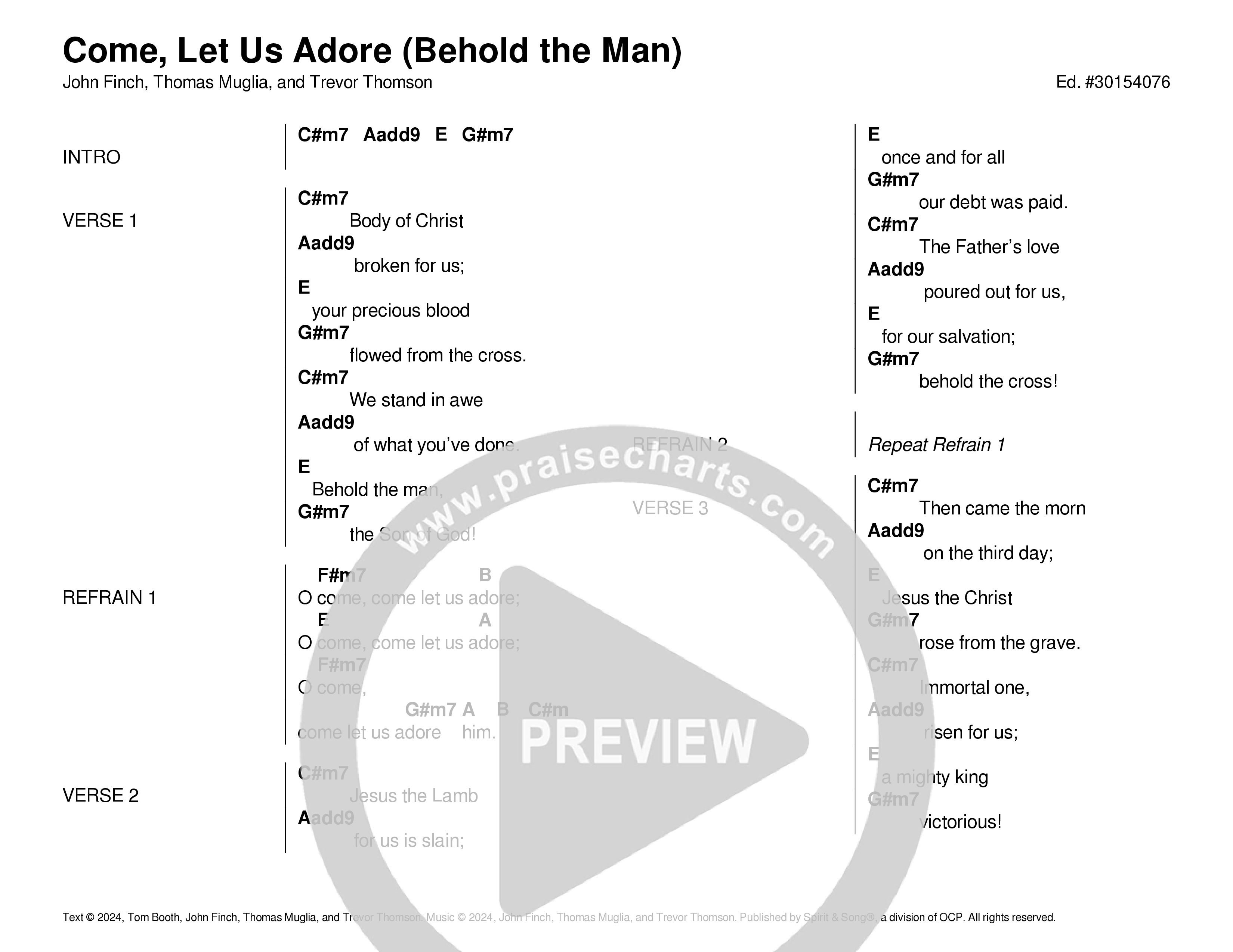 Come Let Us Adore Chord Chart (Echo Harbor Worship / John Finch / Francesca LaRosa)