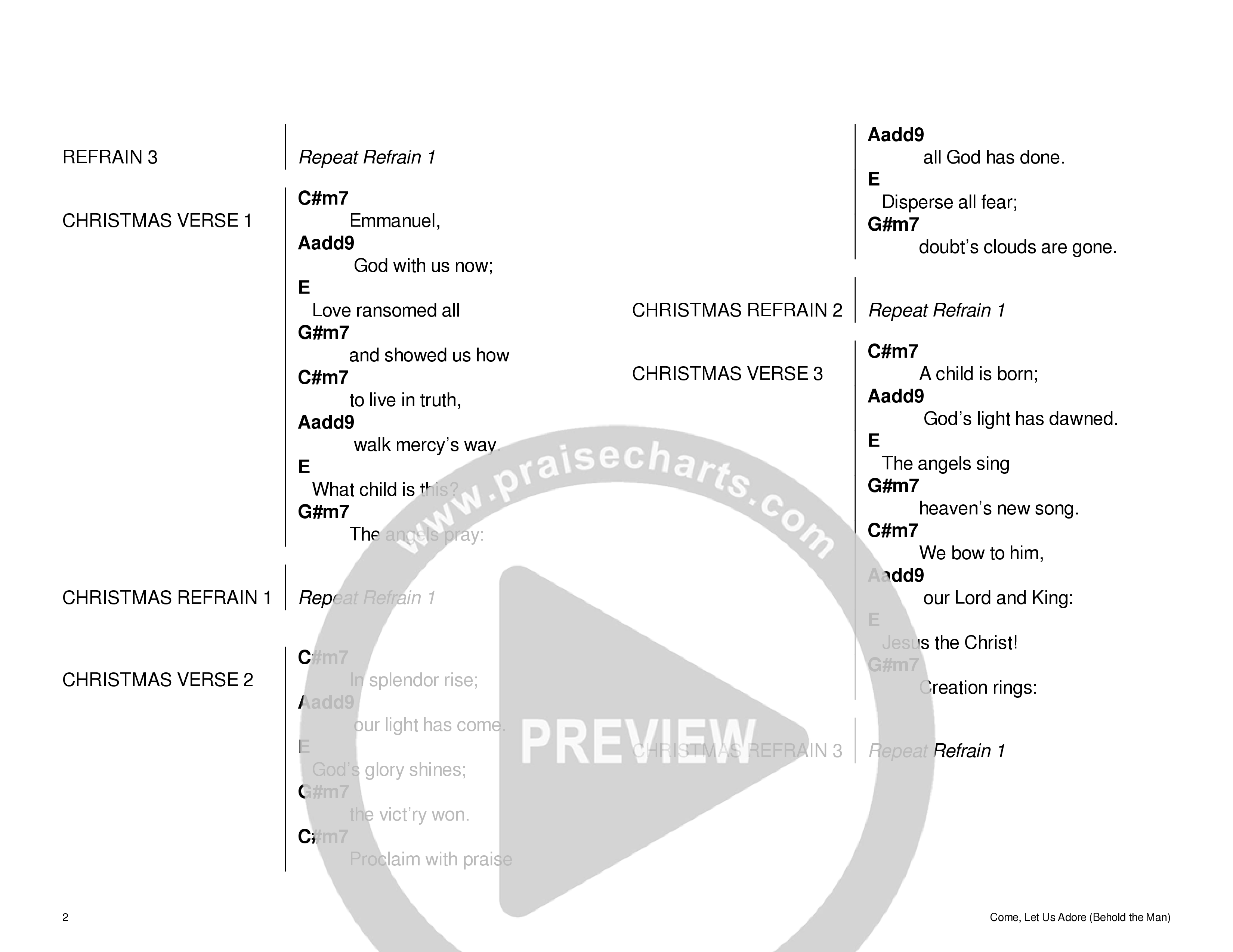 Come Let Us Adore Chord Chart (Echo Harbor Worship / John Finch / Francesca LaRosa)