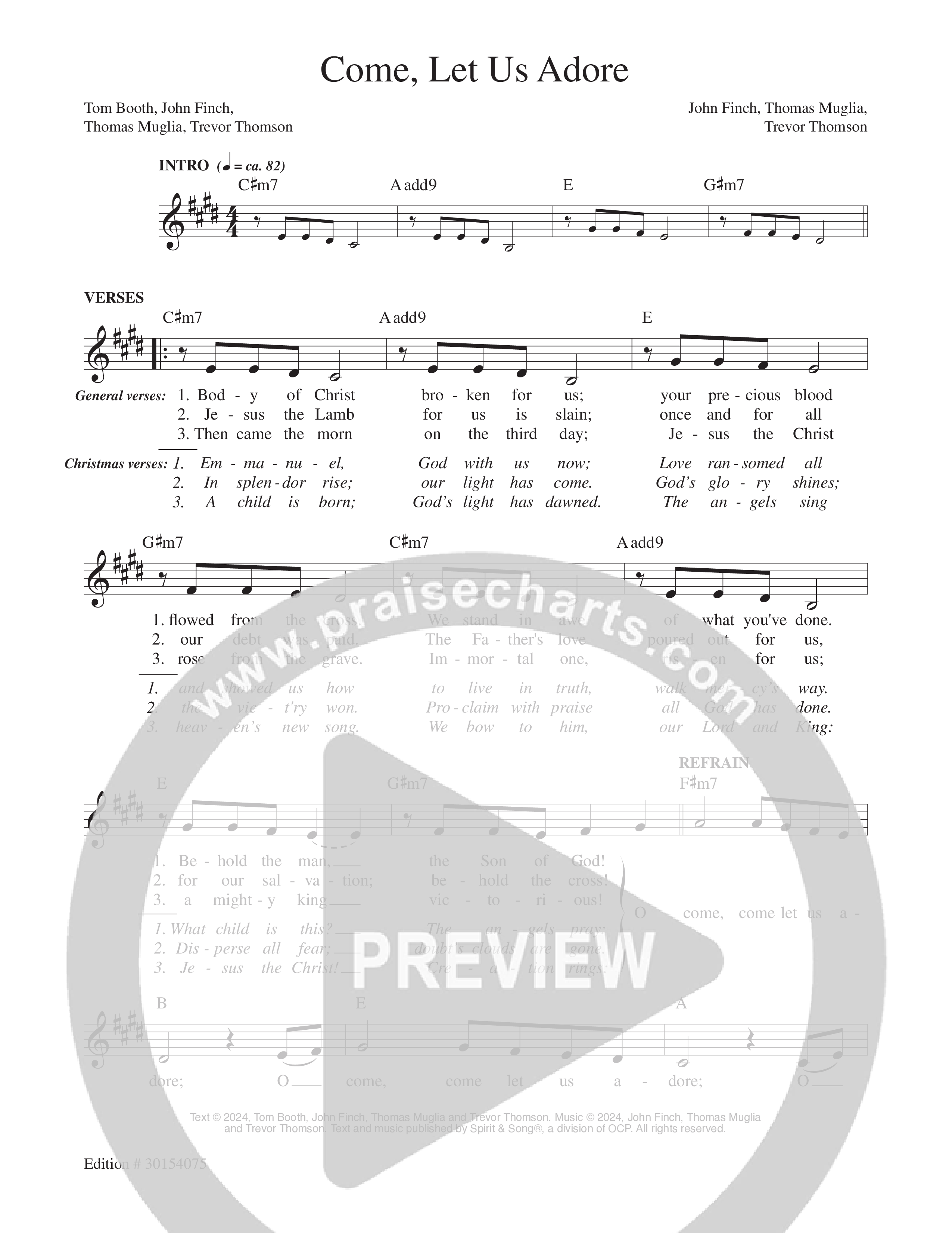 Come Let Us Adore Lead Sheet Melody (Echo Harbor Worship / John Finch / Francesca LaRosa)