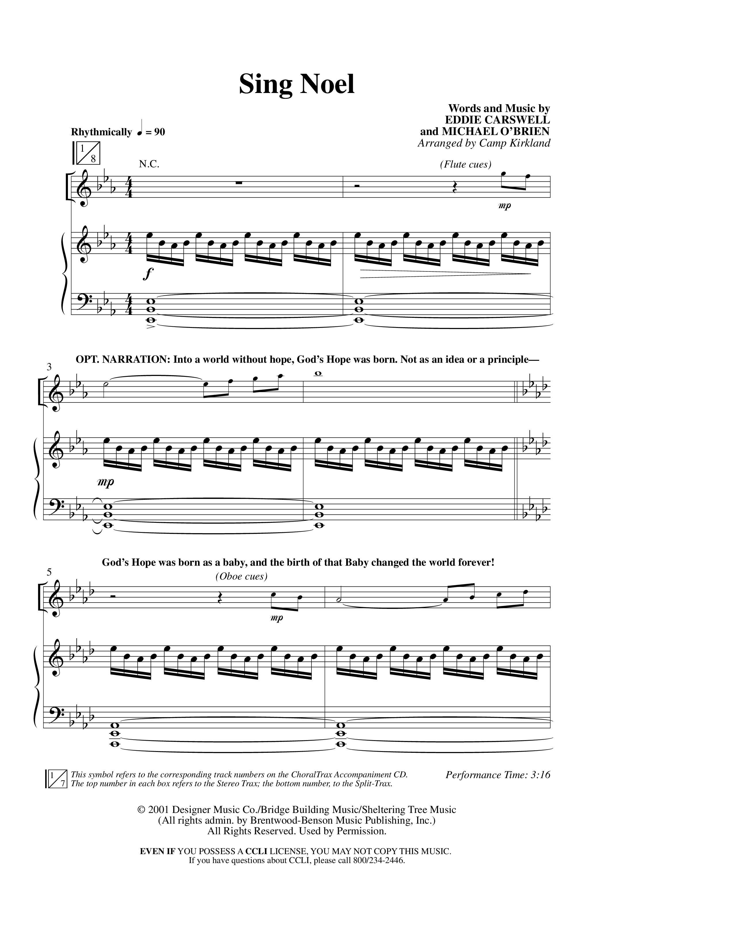 Sing Noel (Choral Anthem SATB) Anthem (SATB/Piano) (Word Music Choral / Arr. Camp Kirkland)
