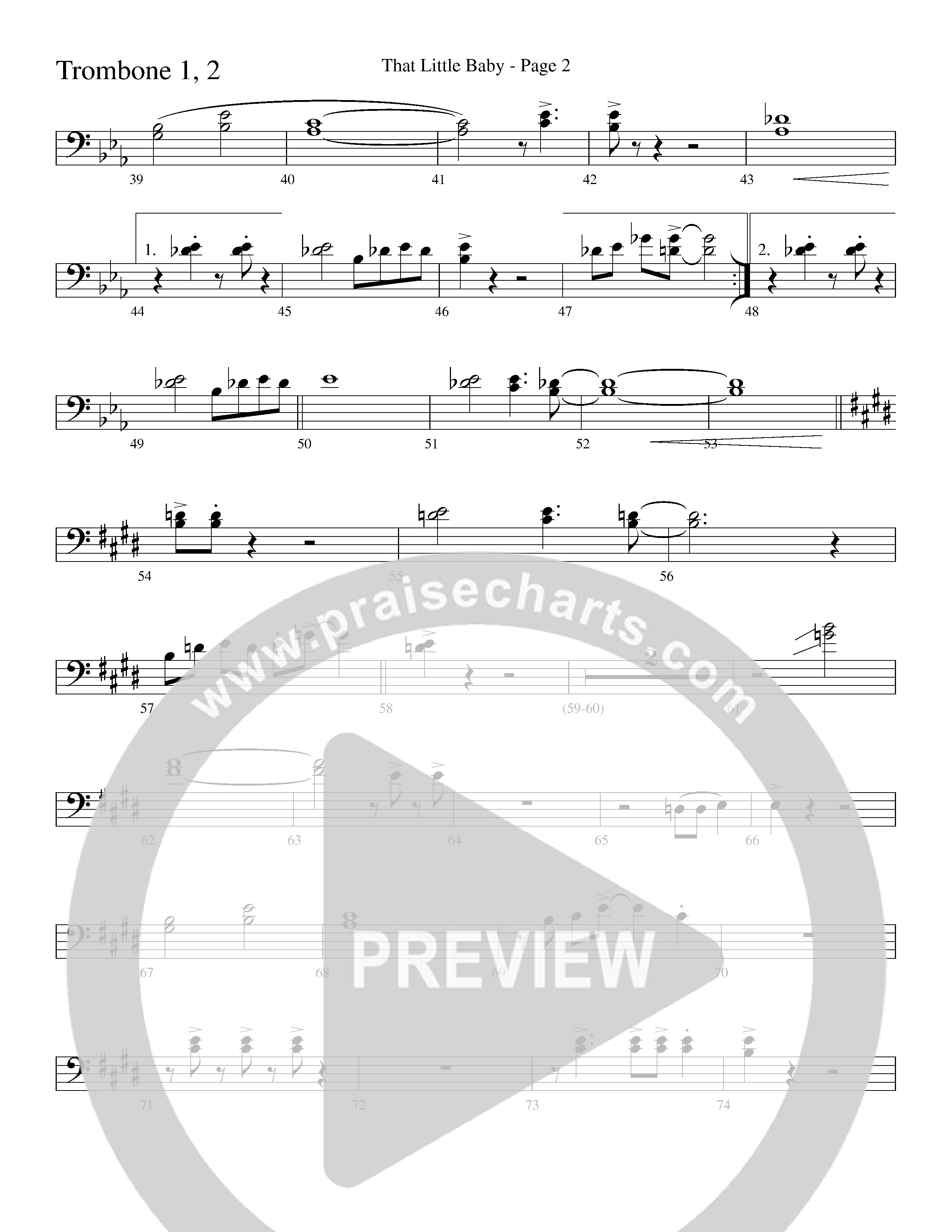 That Little Baby (with Joy To The World) (Choral Anthem SATB) Trombone 1/2 (Word Music Choral)
