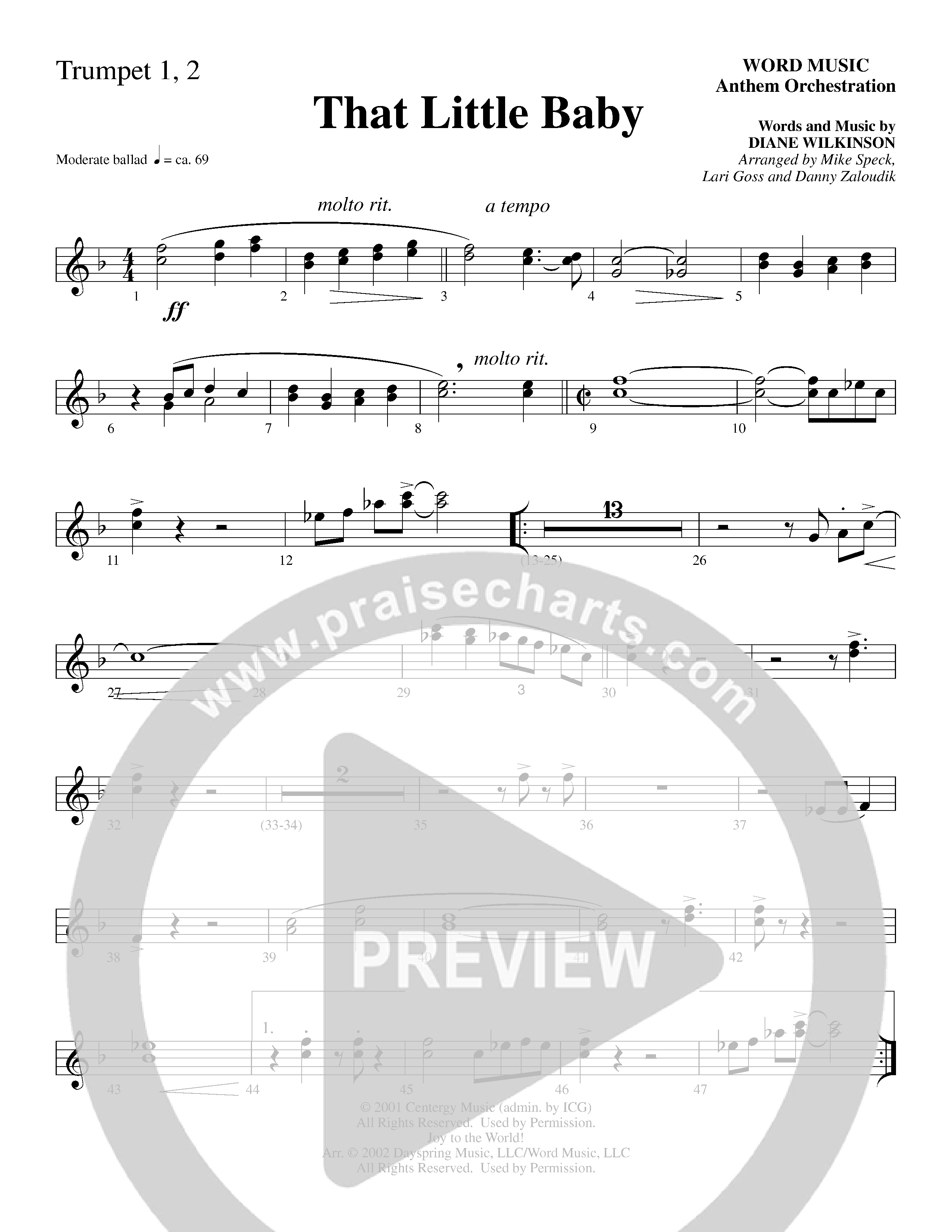 That Little Baby (with Joy To The World) (Choral Anthem SATB) Trumpet 1,2 (Word Music Choral)