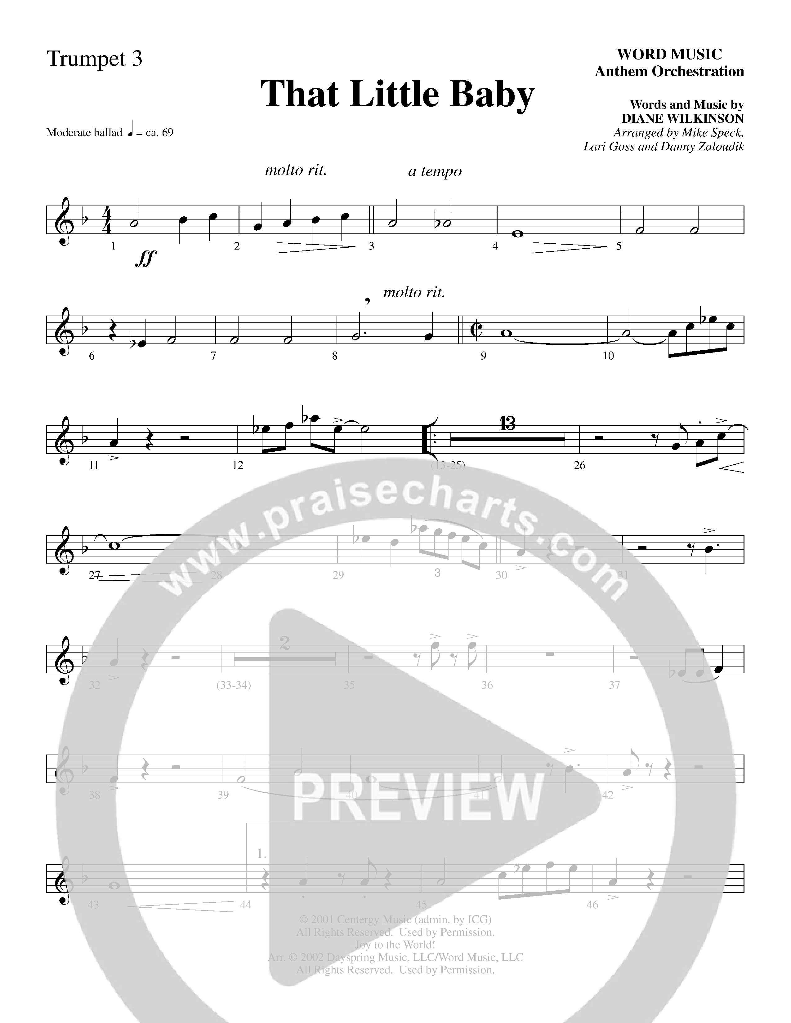 That Little Baby (with Joy To The World) (Choral Anthem SATB) Trumpet 3 (Word Music Choral)