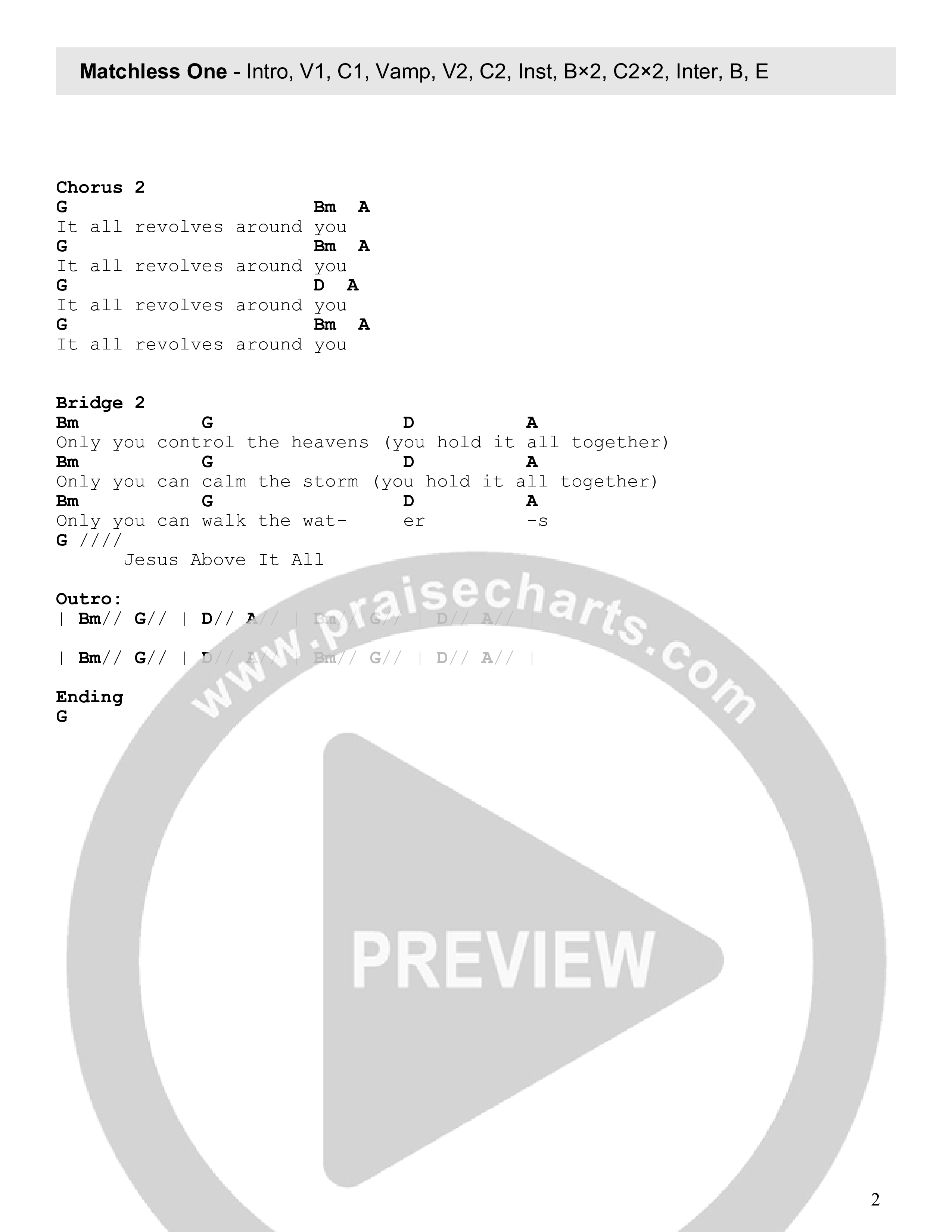 Matchless One (Live) Chord Chart (Century Worship)