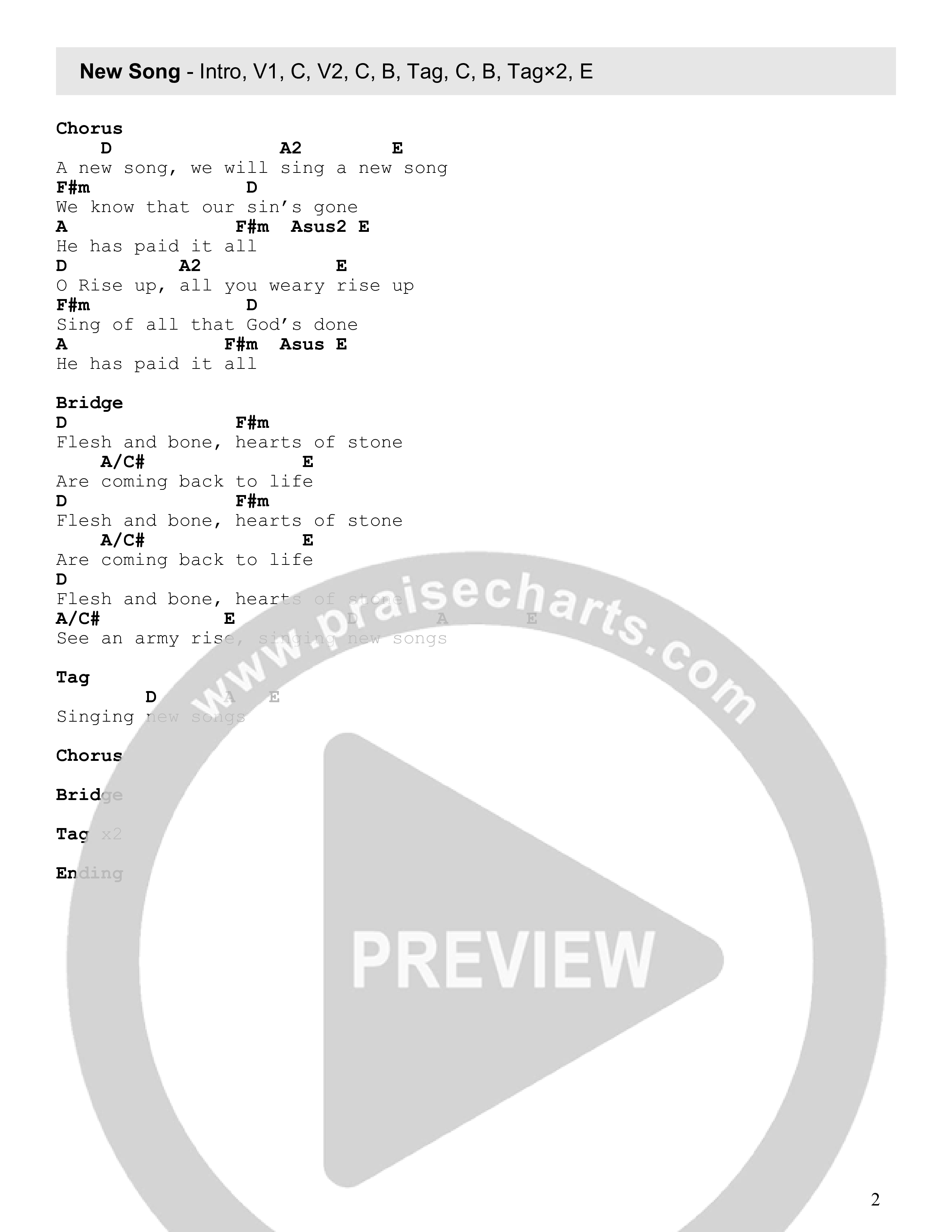 New Song (Live) Chord Chart (Century Worship)