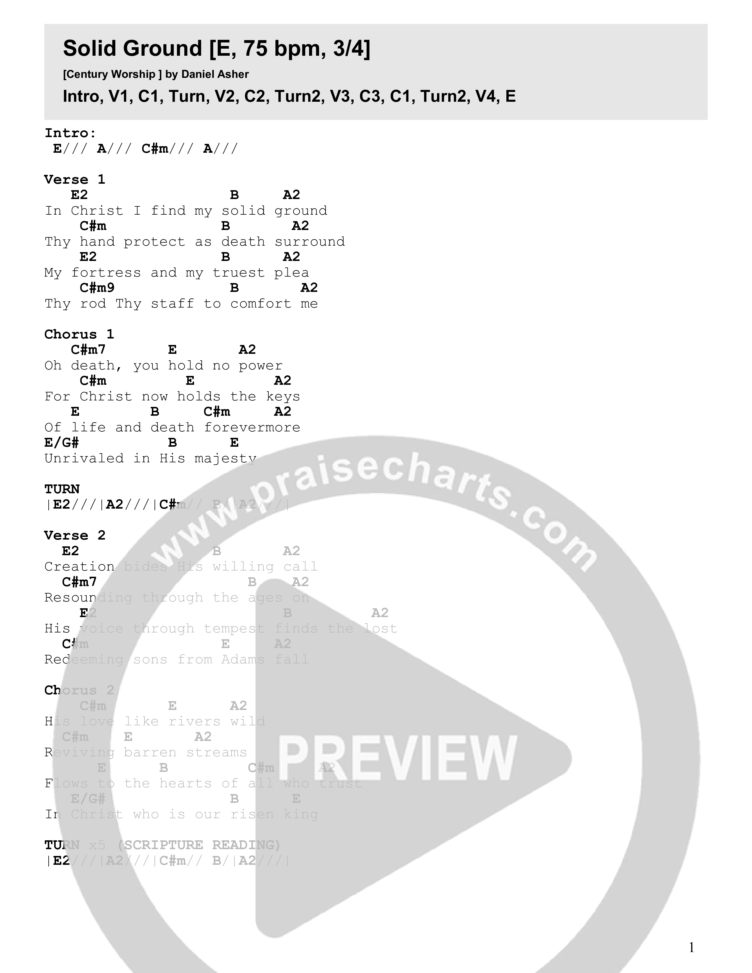 Solid Ground (Live) Chord Chart (Century Worship)