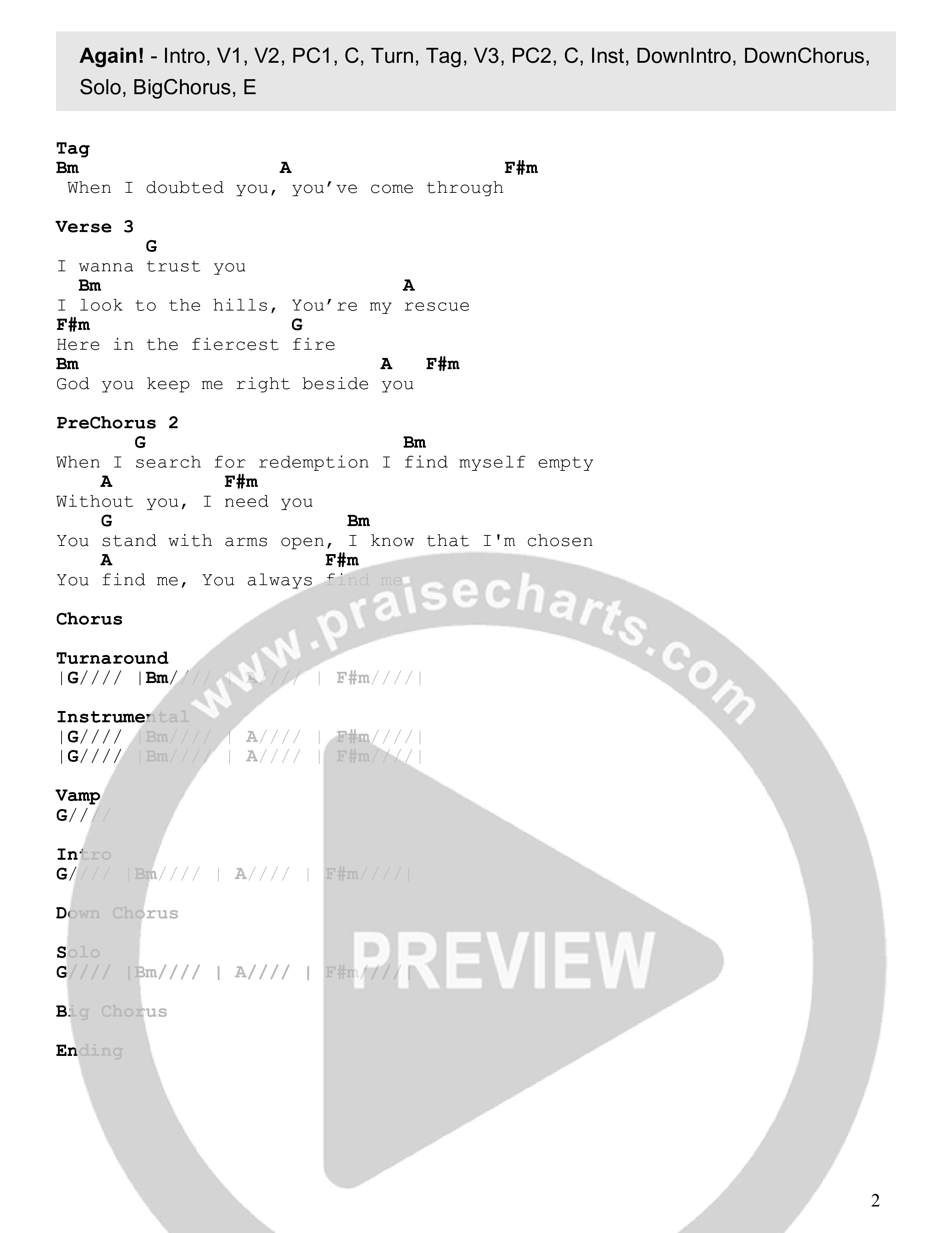 Again (Live) Chord Chart (Century Worship)
