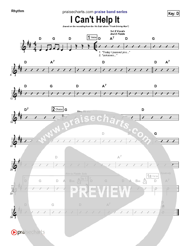 I Can't Help It Rhythm Chart (Vic Dahl)