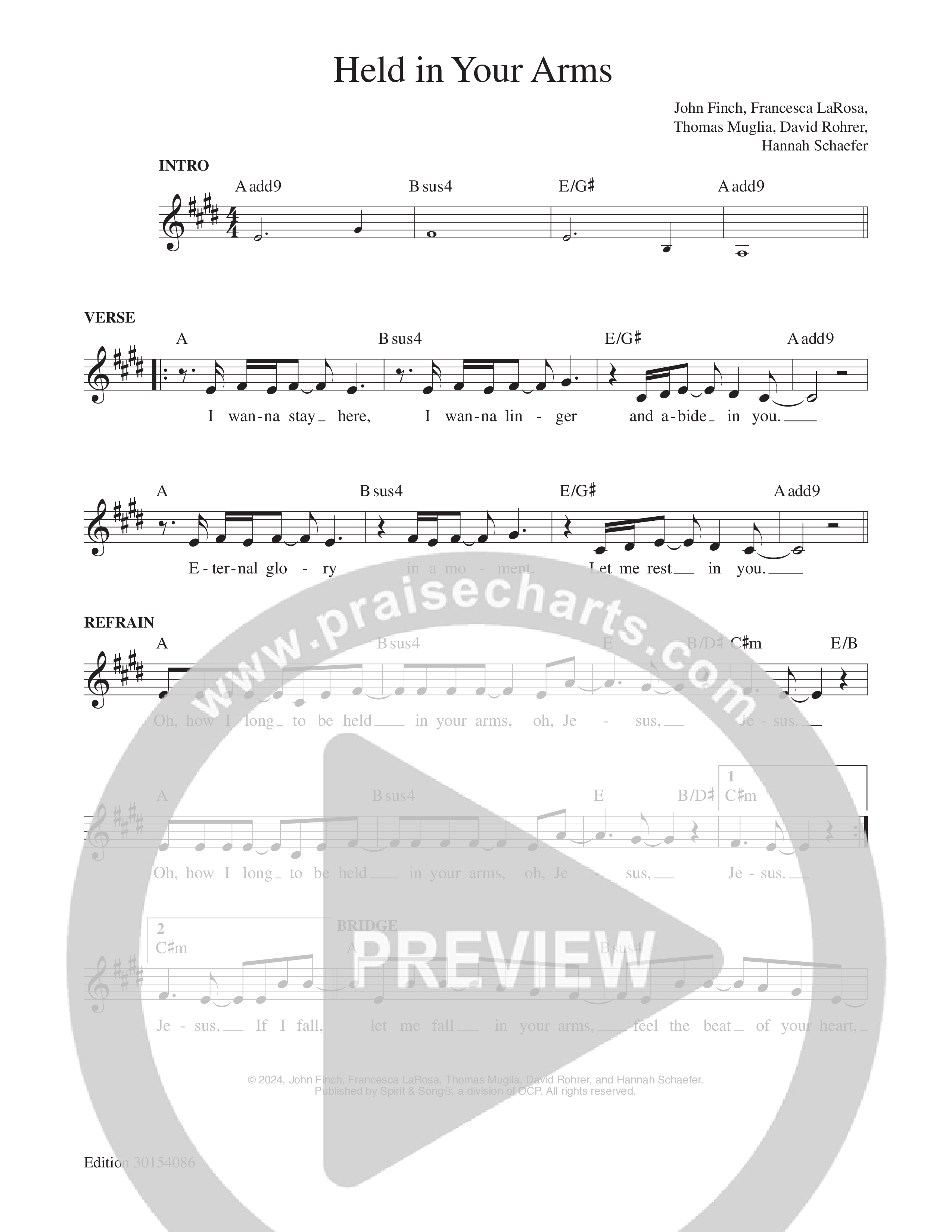 Held In Your Arms Lead Sheet Melody (Echo Harbor Worship / Thomas Muglia / Francesca LaRosa)